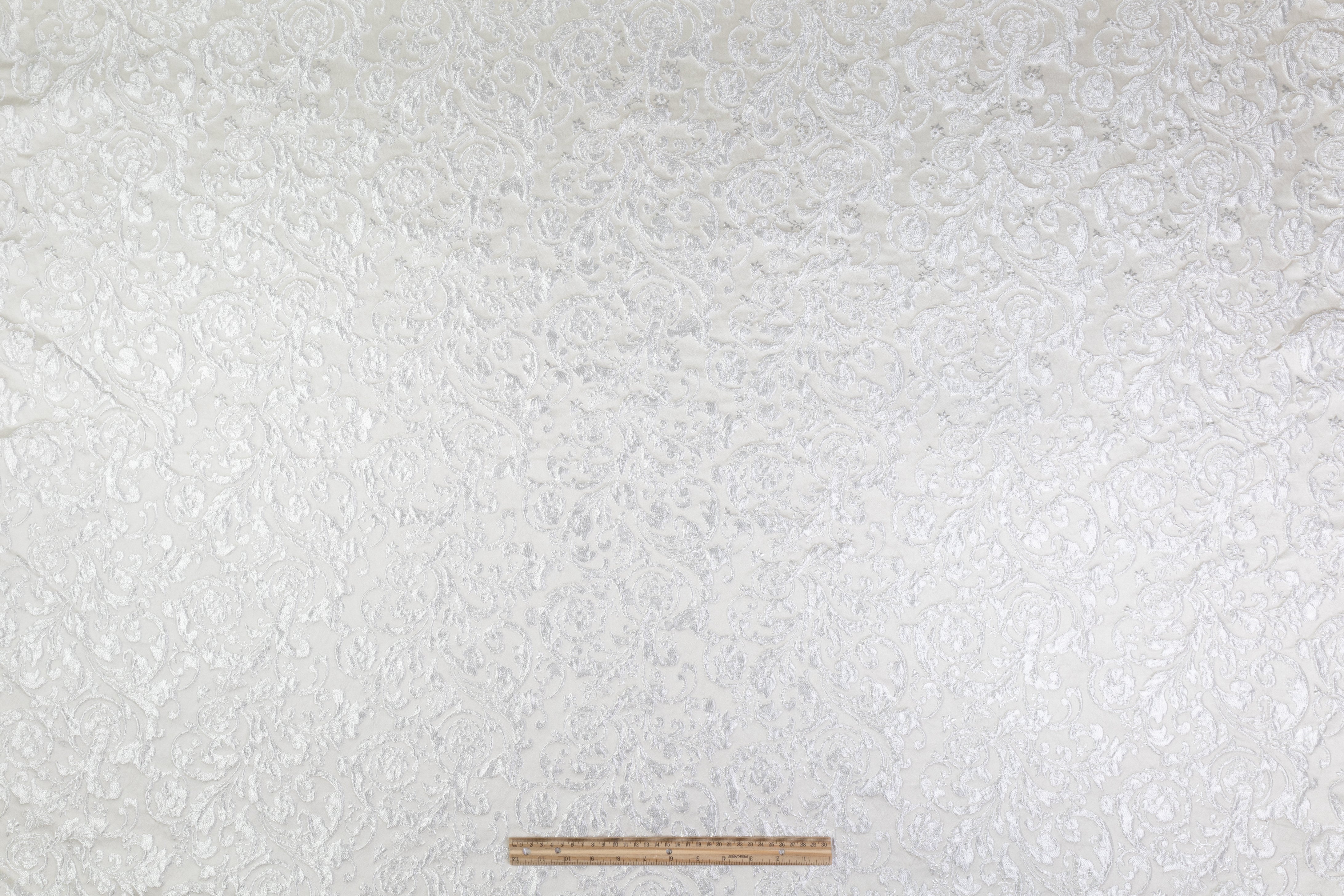 Crushed Metallic Brocade - Off White / Silver