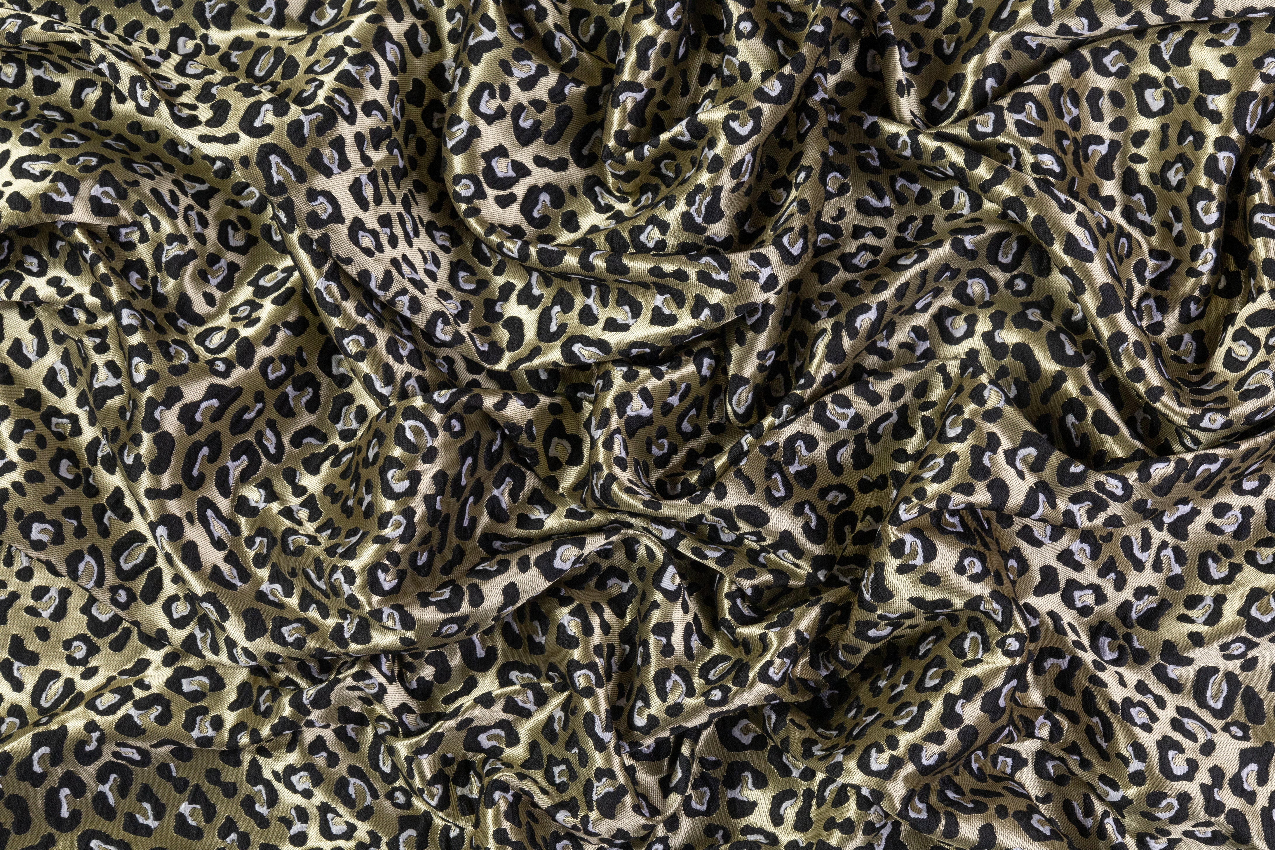 Cheetah Design Metallic Brocade - Gold / Black / White