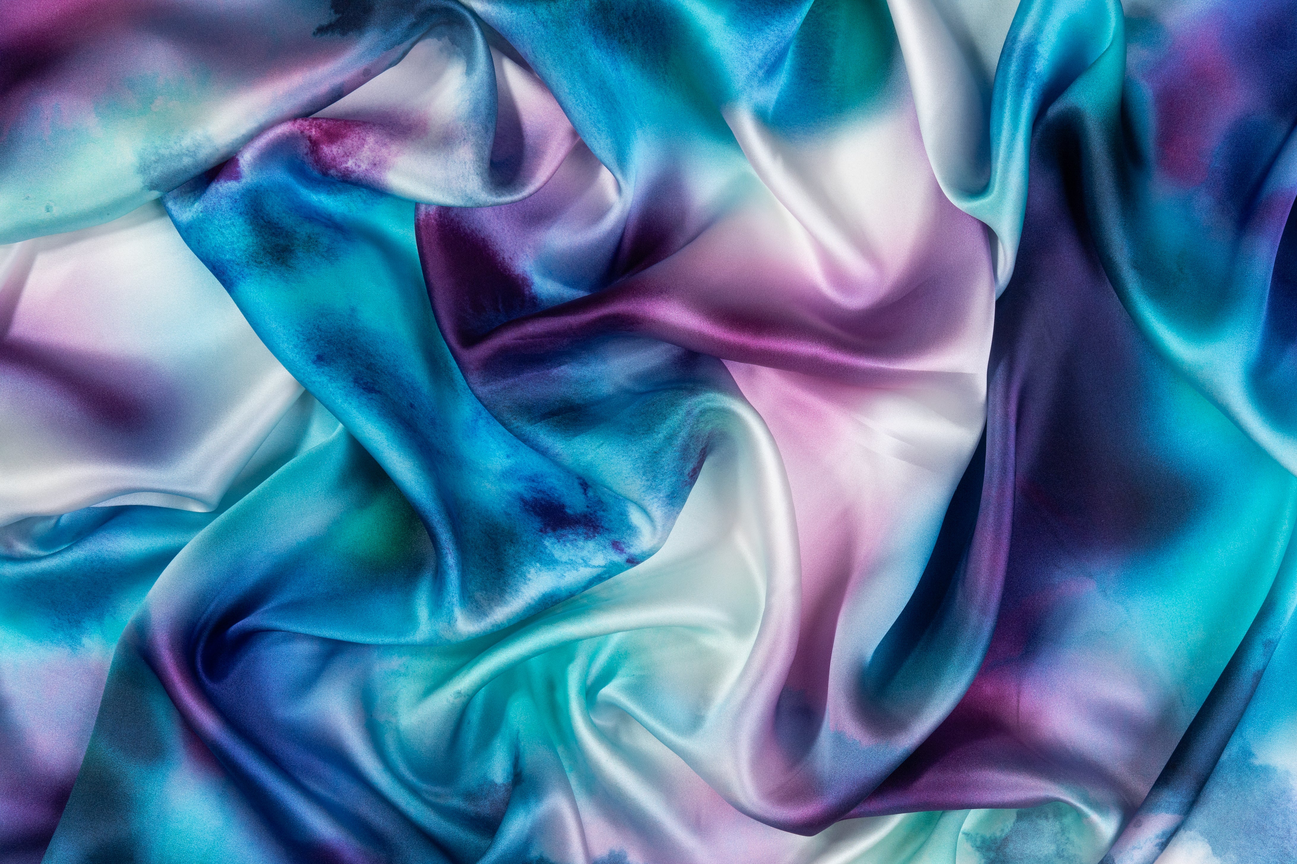 Tie-Dye Printed Italian Silk Charmeuse - Multicolor