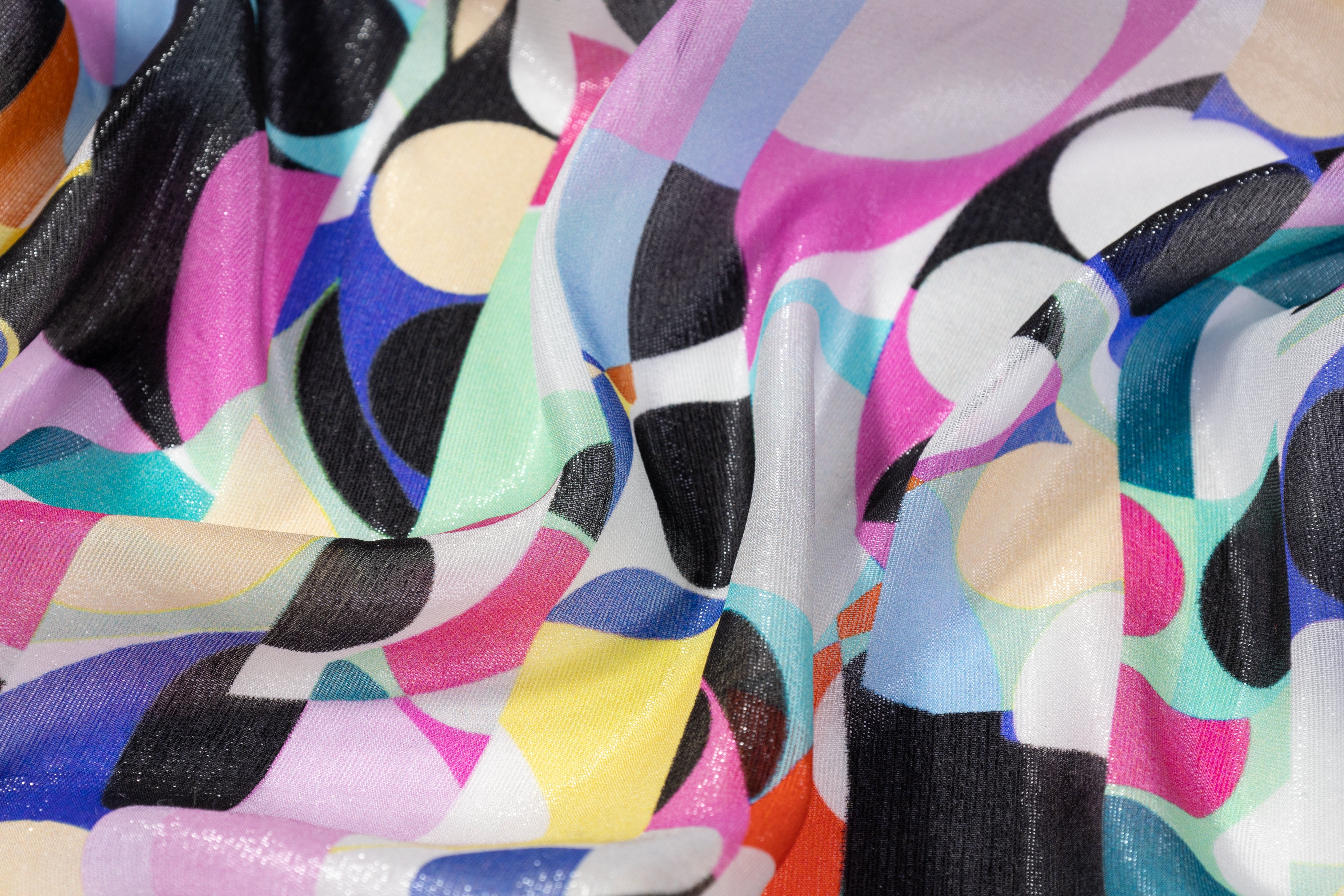 Geometric Italian Silk Chiffon Lamé - Multicolor