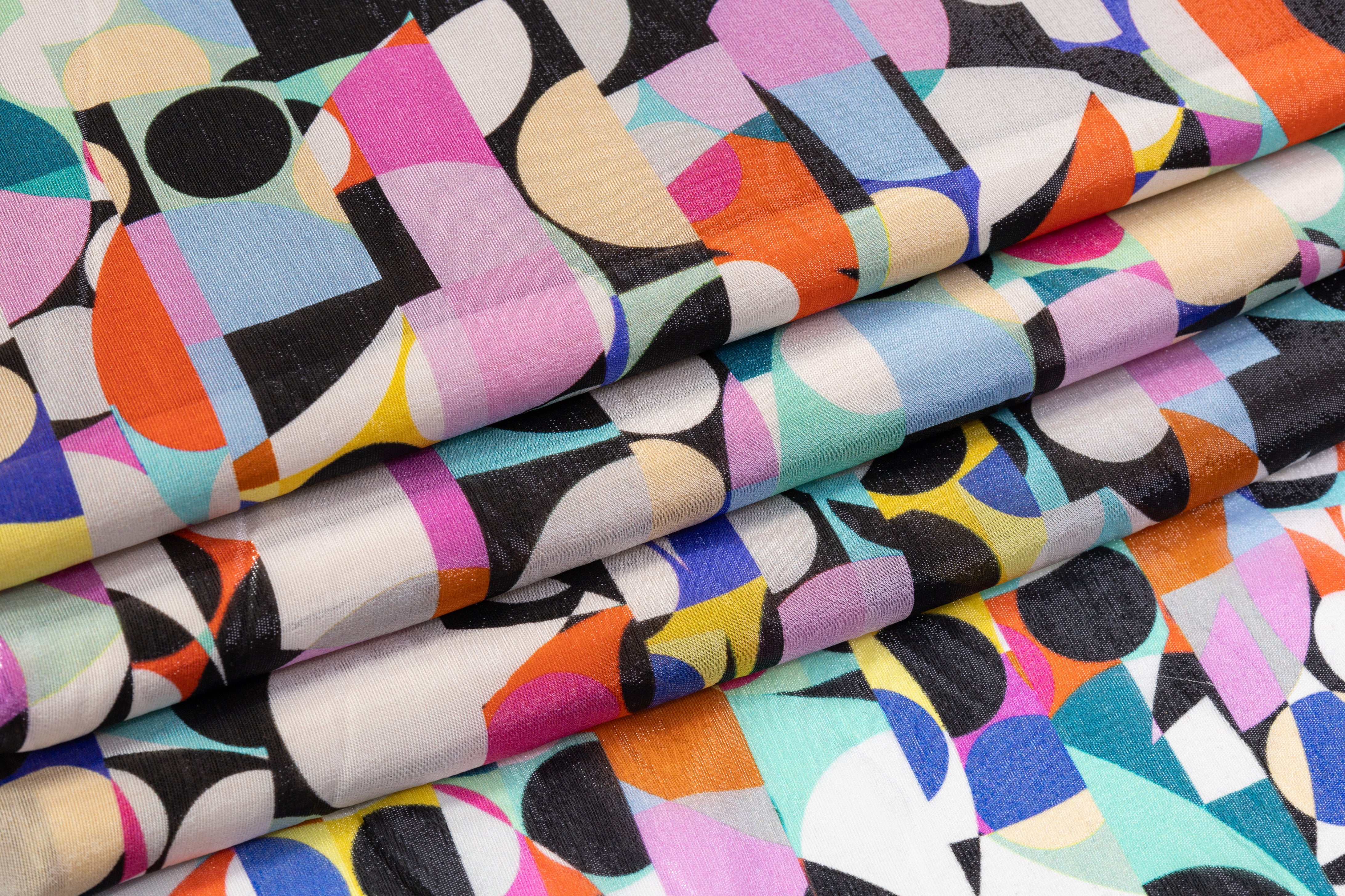 Geometric Italian Silk Chiffon Lamé - Multicolor