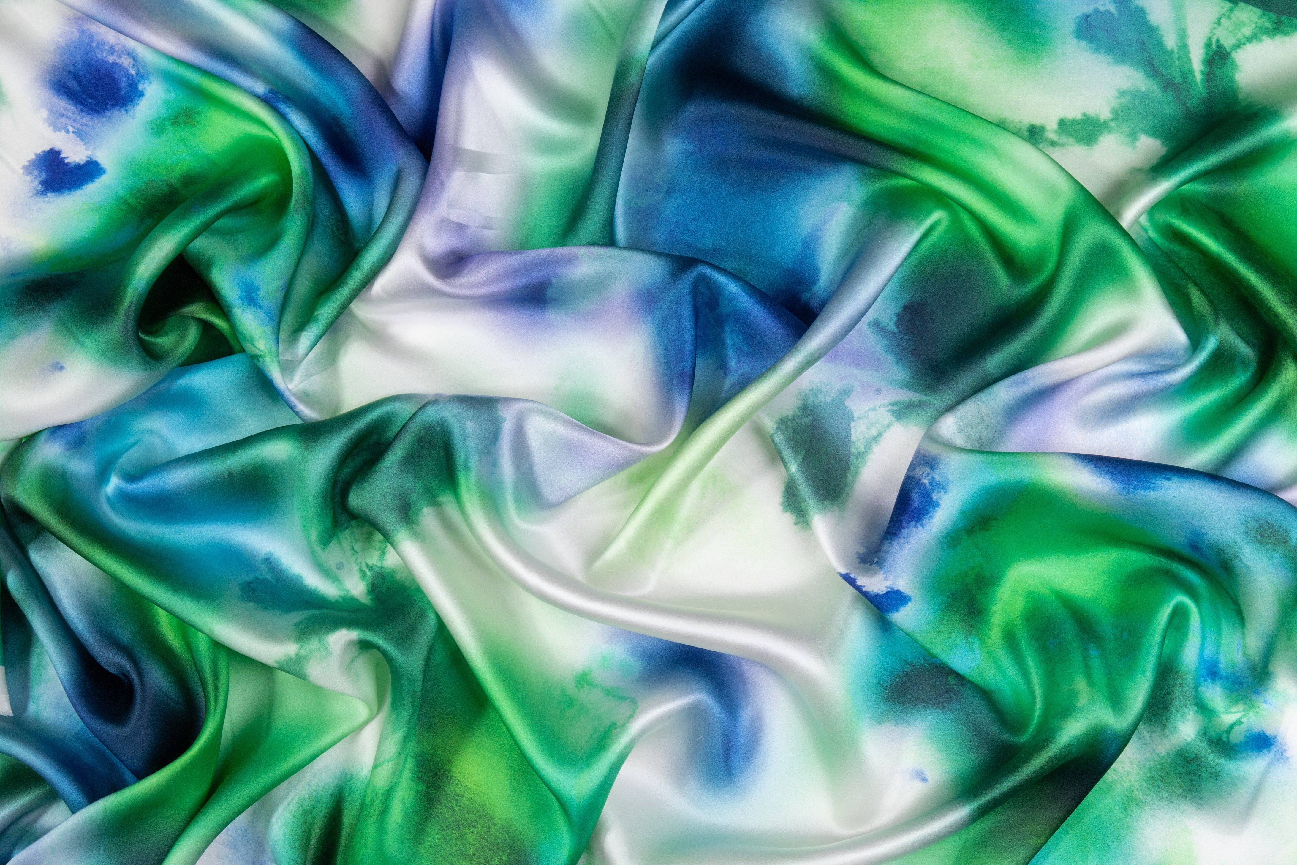 Tie-Dye Printed Italian Silk Charmeuse - Multicolor