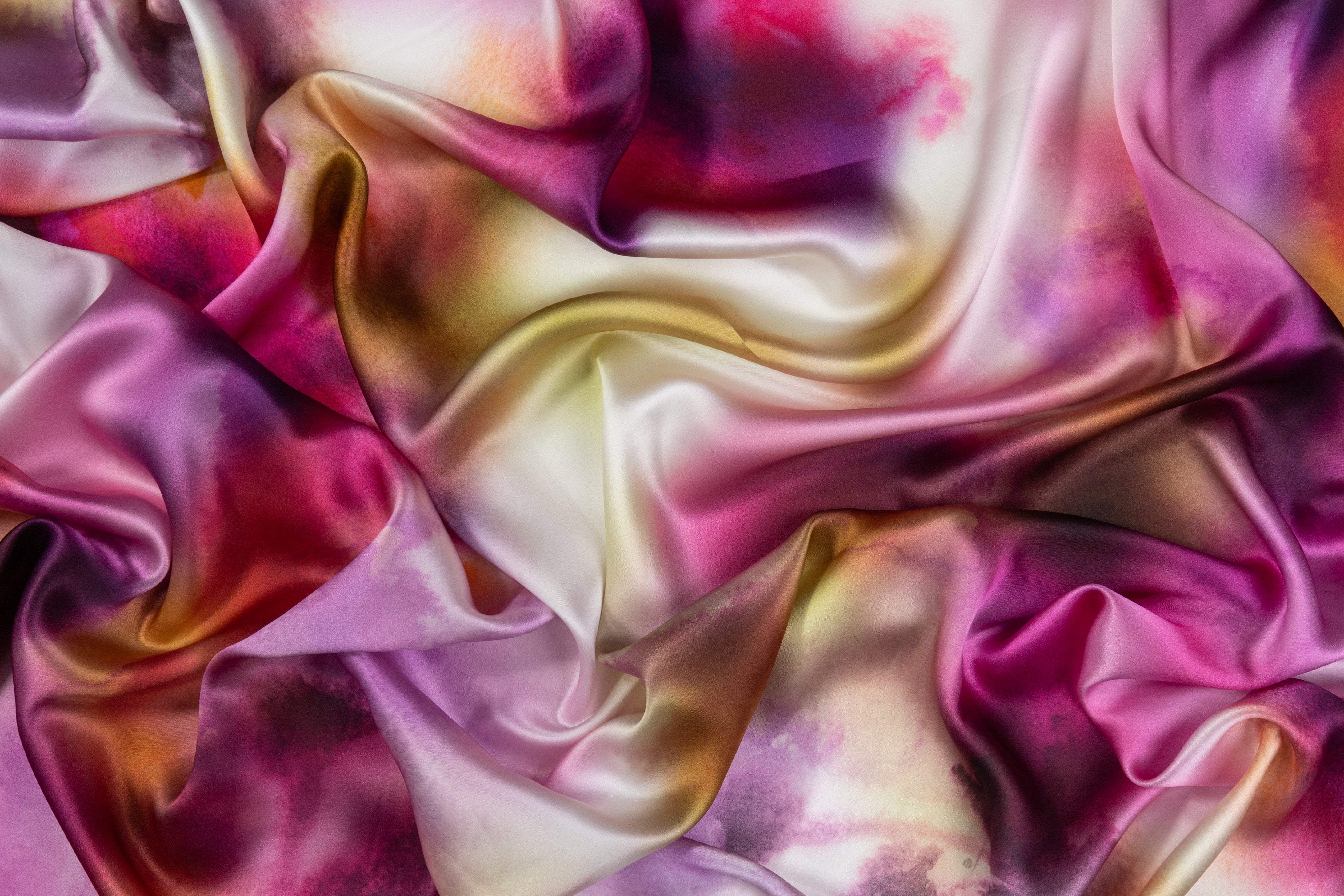 Tie-Dye Printed Italian Silk Charmeuse - Multicolor