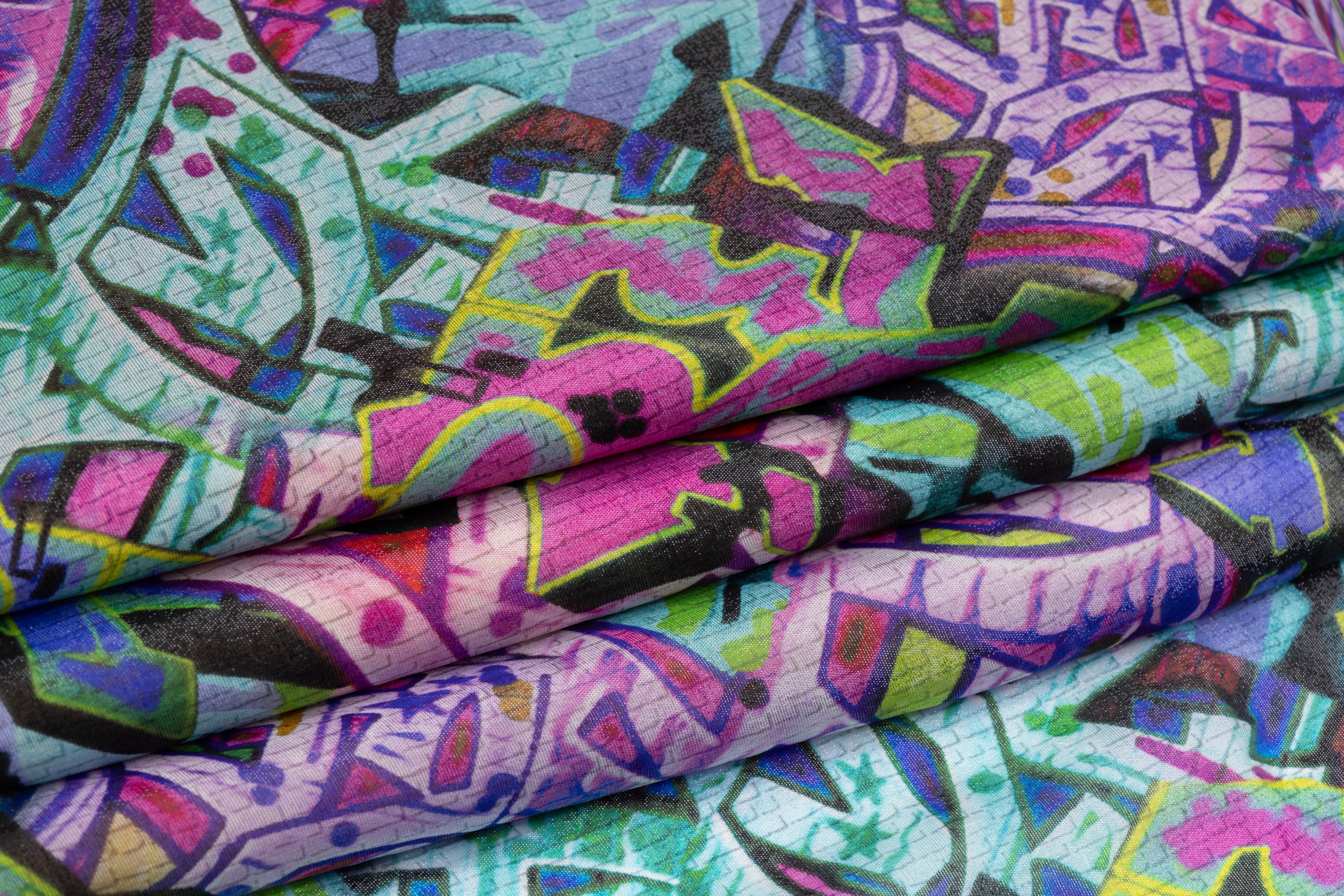 Graffiti Print Italian Silk Chiffon Lamé - Multicolor