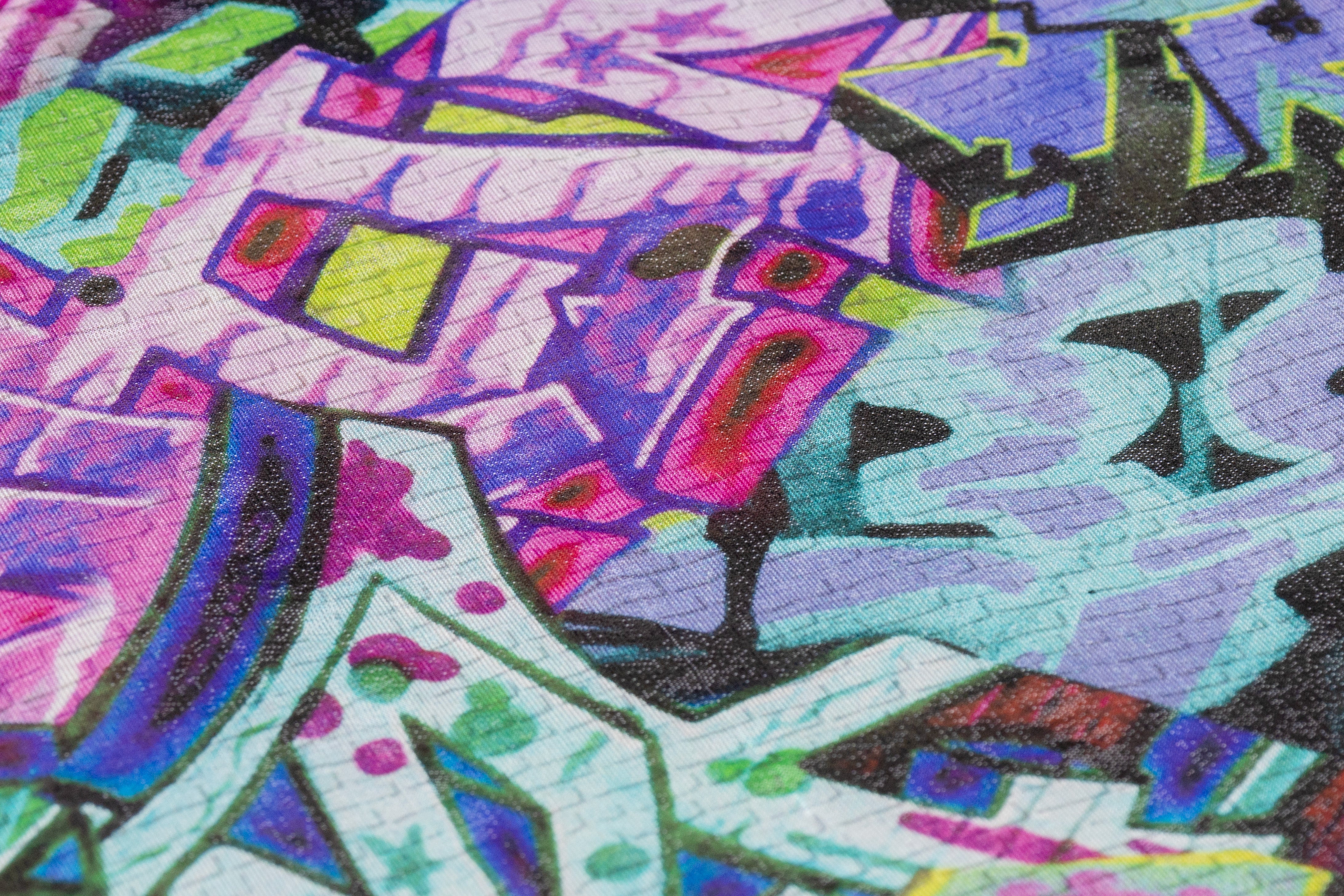 Graffiti Print Italian Silk Chiffon Lamé - Multicolor