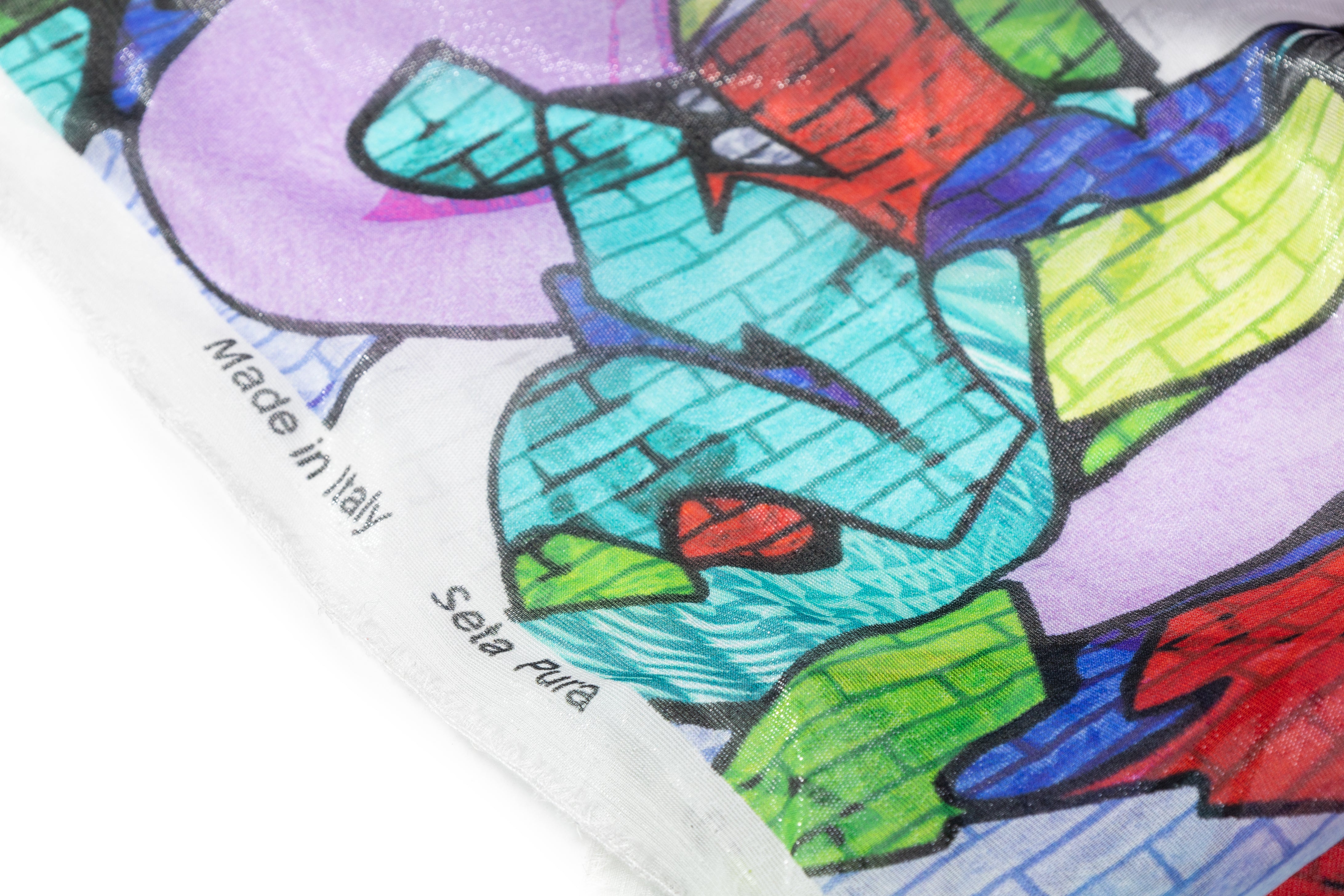 Graffiti Print Italian Silk Chiffon Lamé - Multicolor