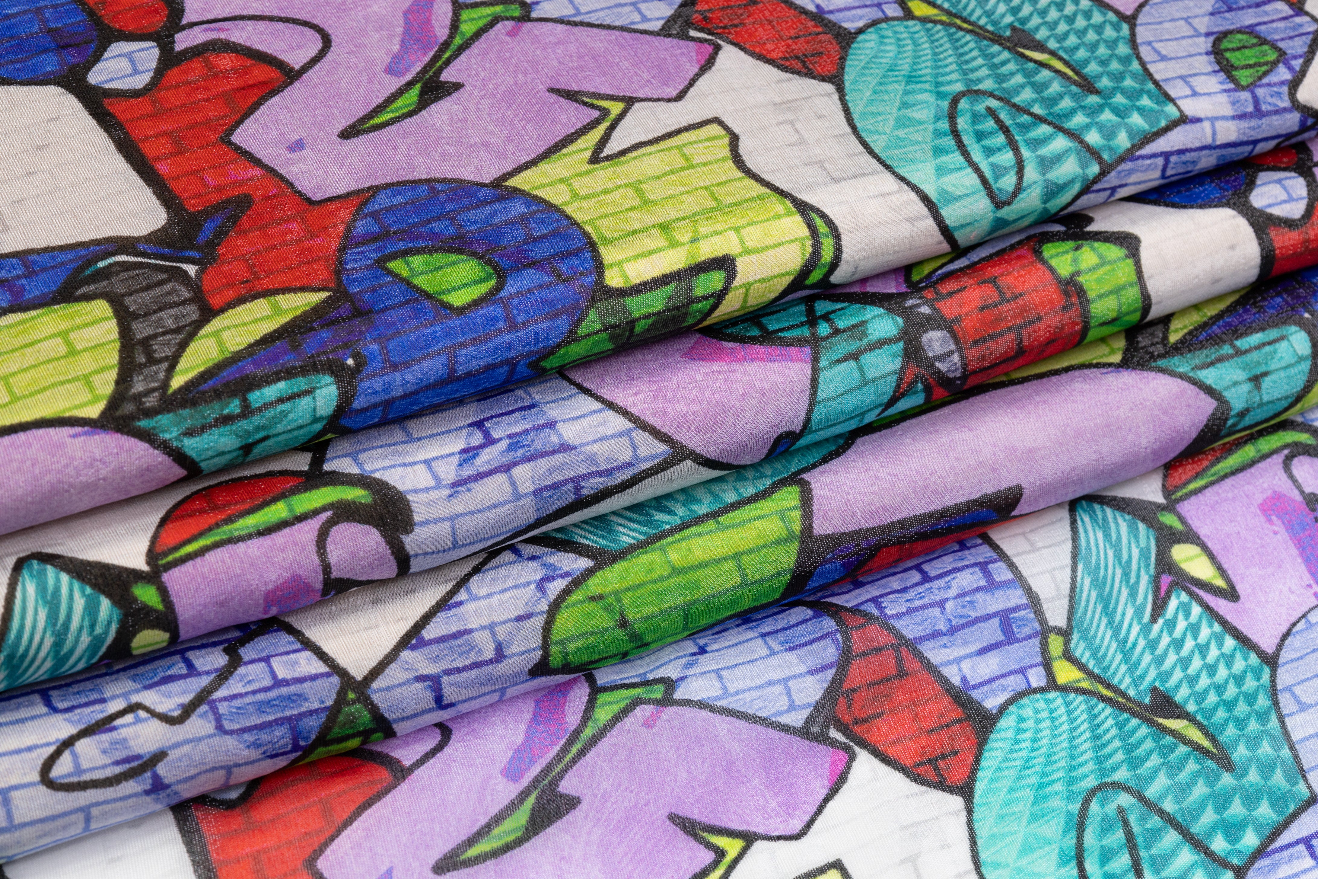 Graffiti Print Italian Silk Chiffon Lamé - Multicolor