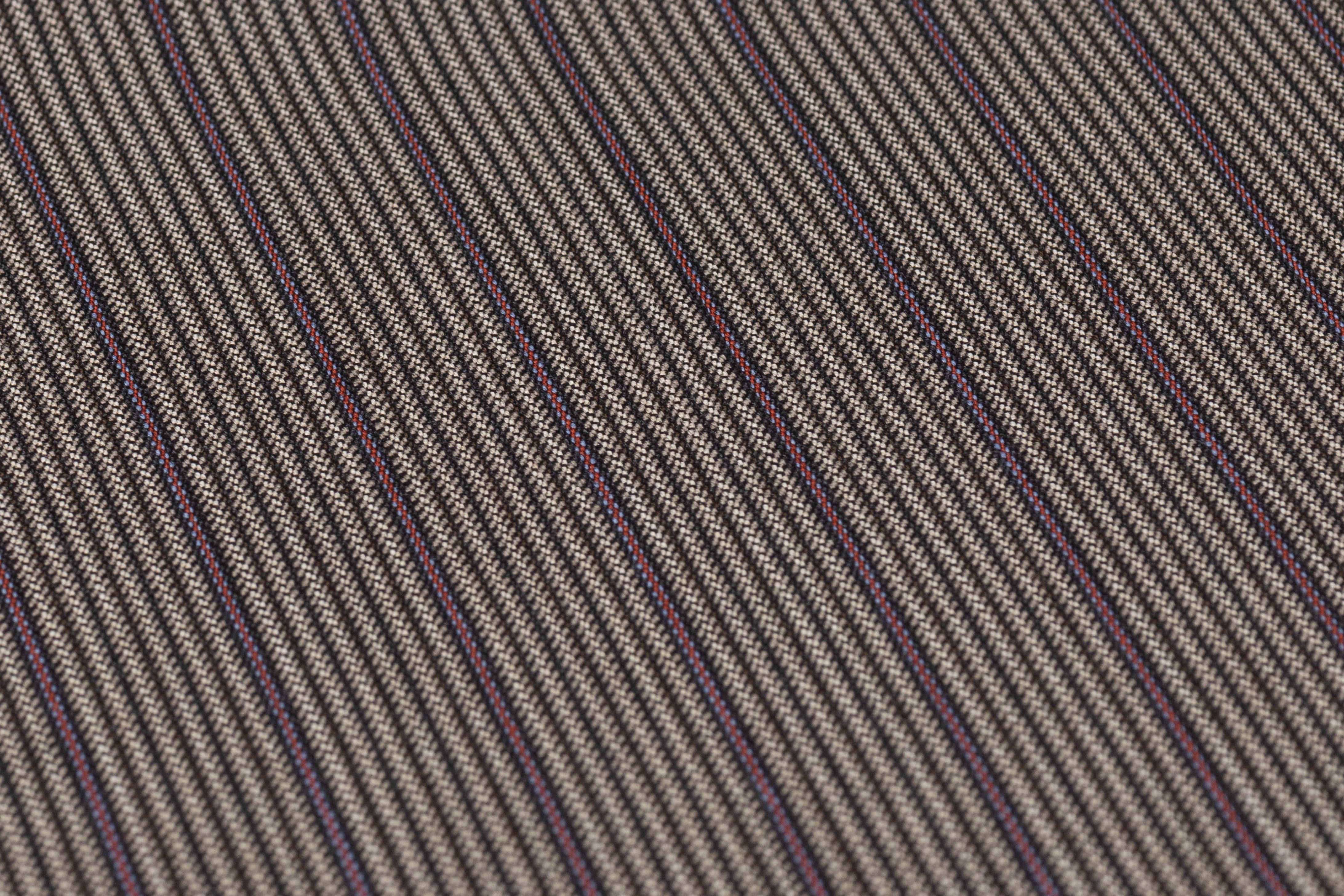 Striped Italian Wool Suiting - Taupe