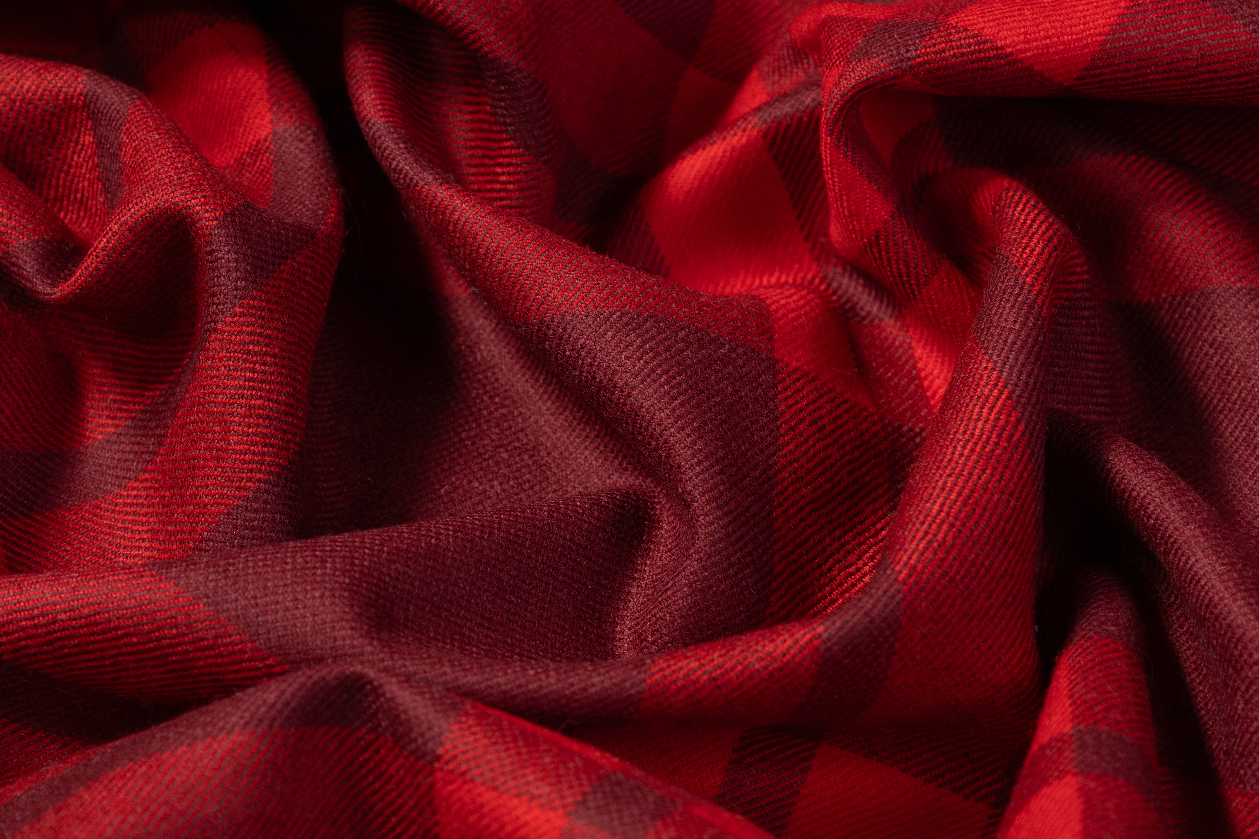 Tartan Italian Wool Suiting - Red / Burgundy