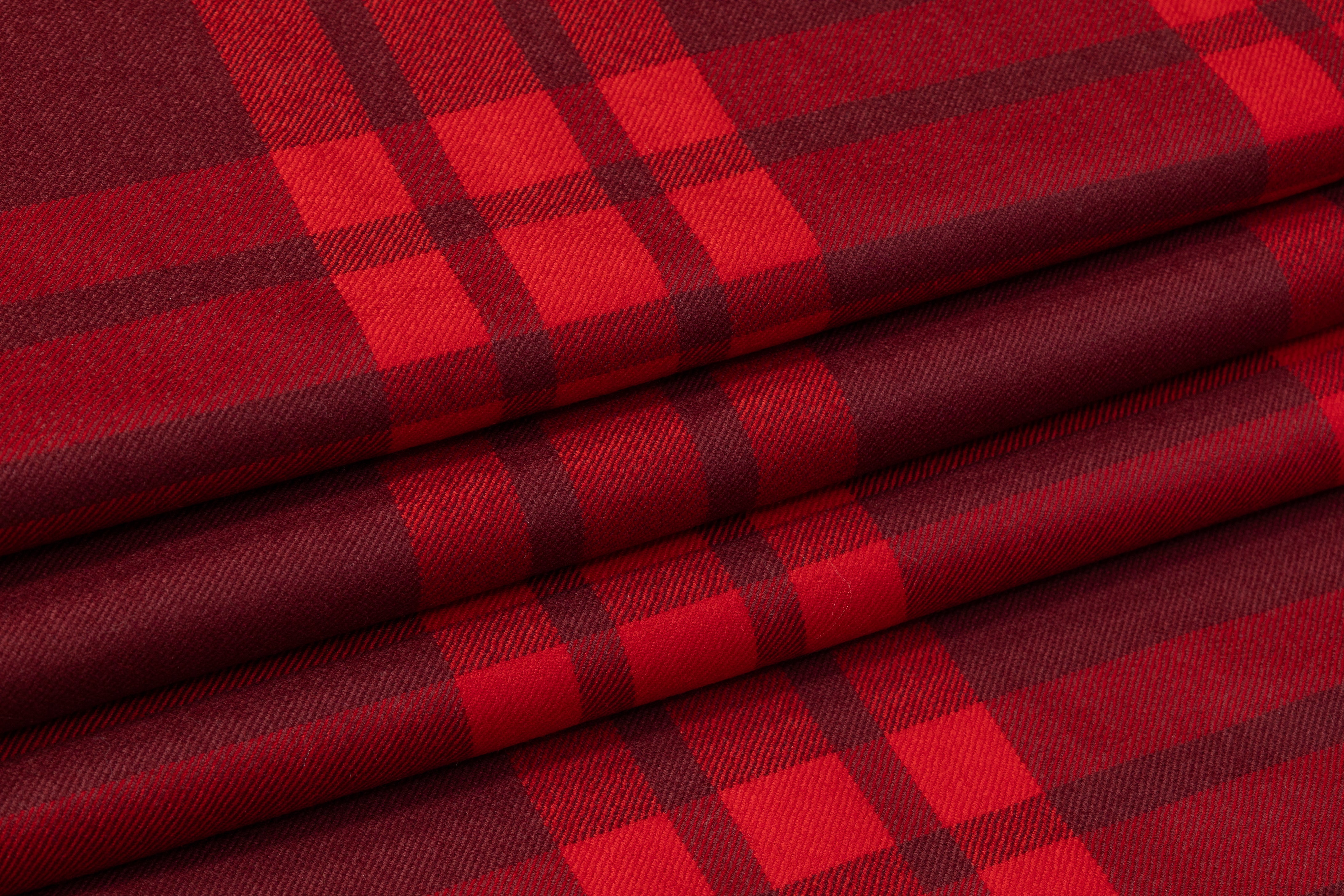Tartan Italian Wool Suiting - Red / Burgundy