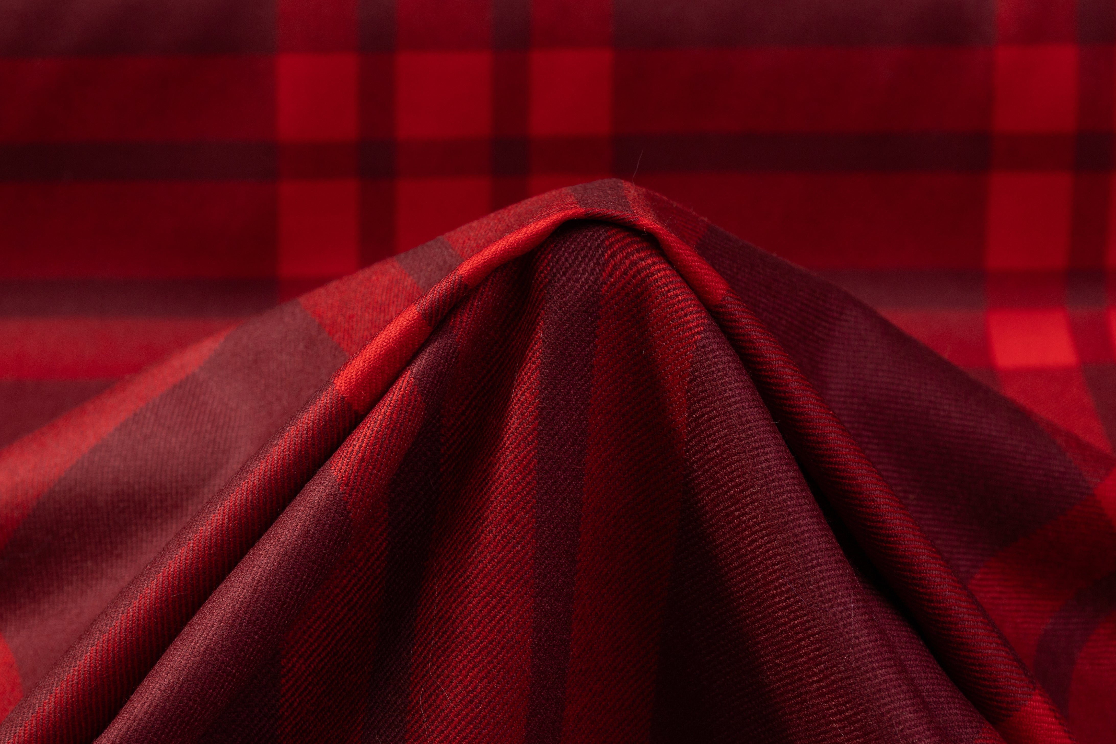 Tartan Italian Wool Suiting - Red / Burgundy