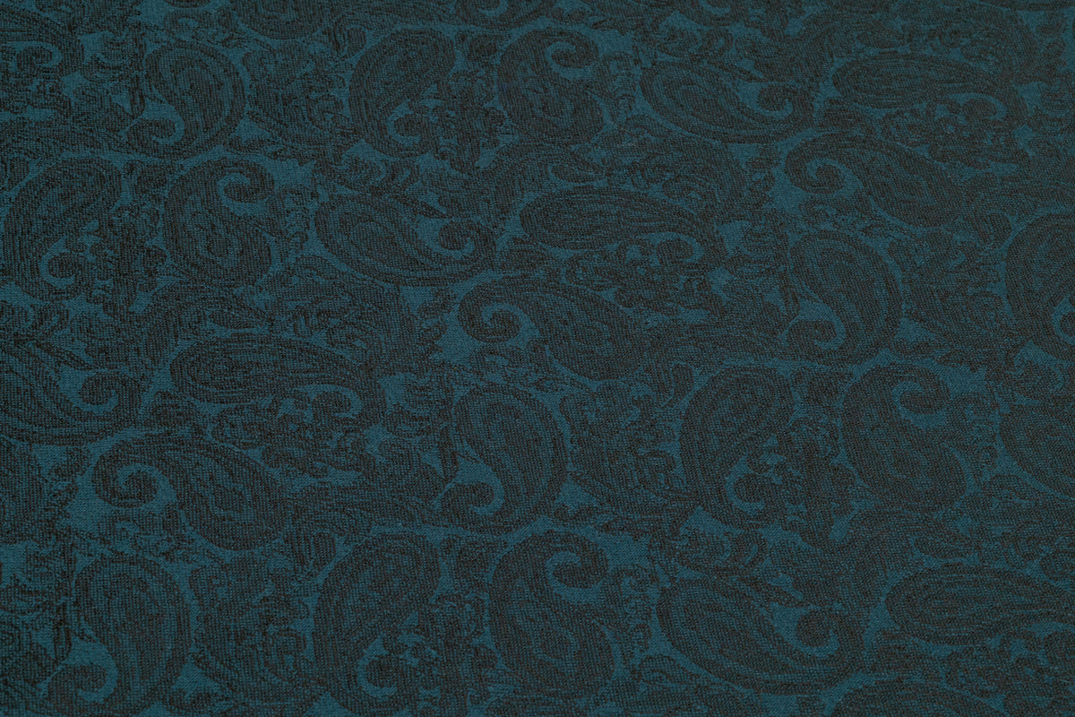 Paisley Italian Silk and Wool Jacquard Suiting - Teal Blue