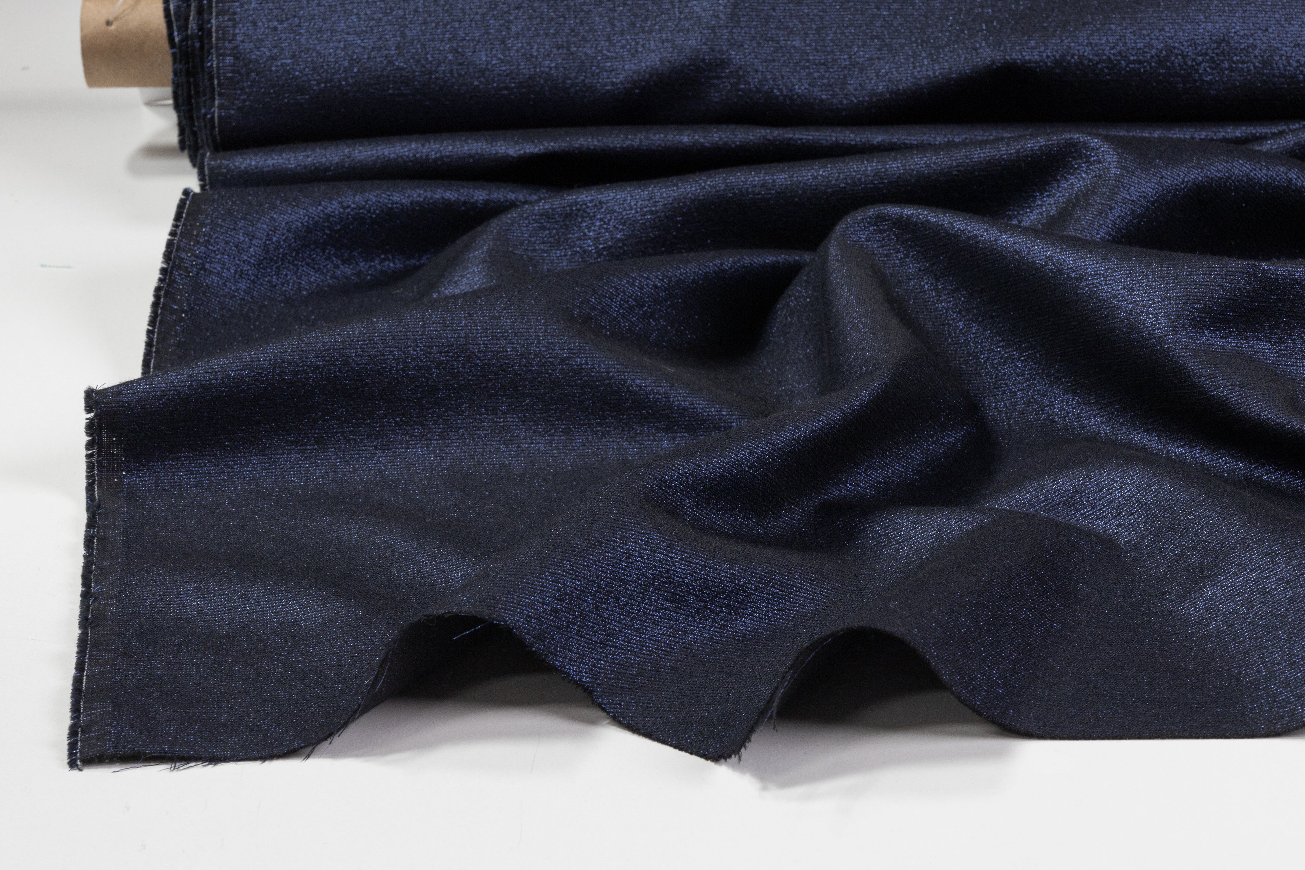 Metallic Brocade - Navy / Black
