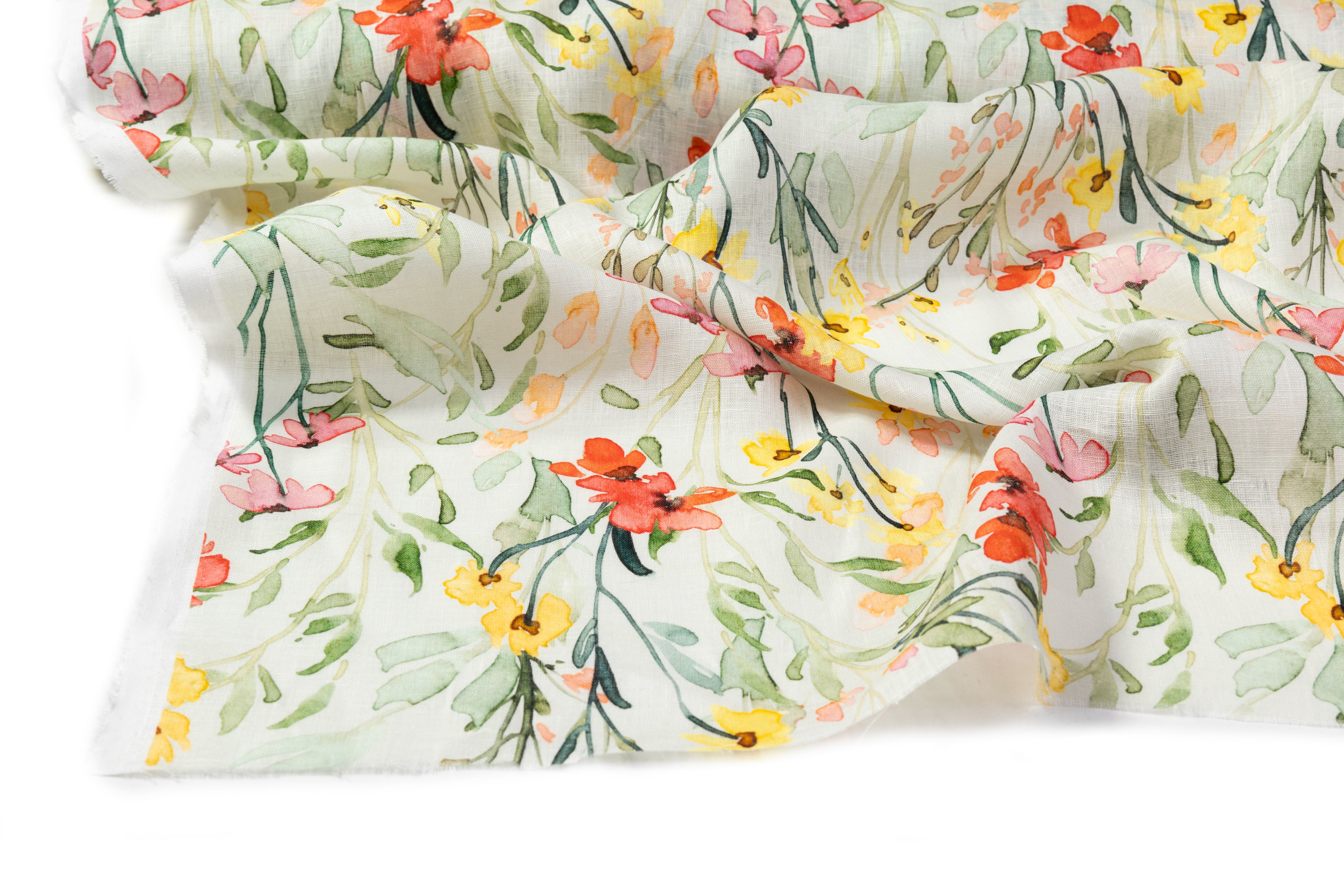 Floral Linen - Green / Multicolor