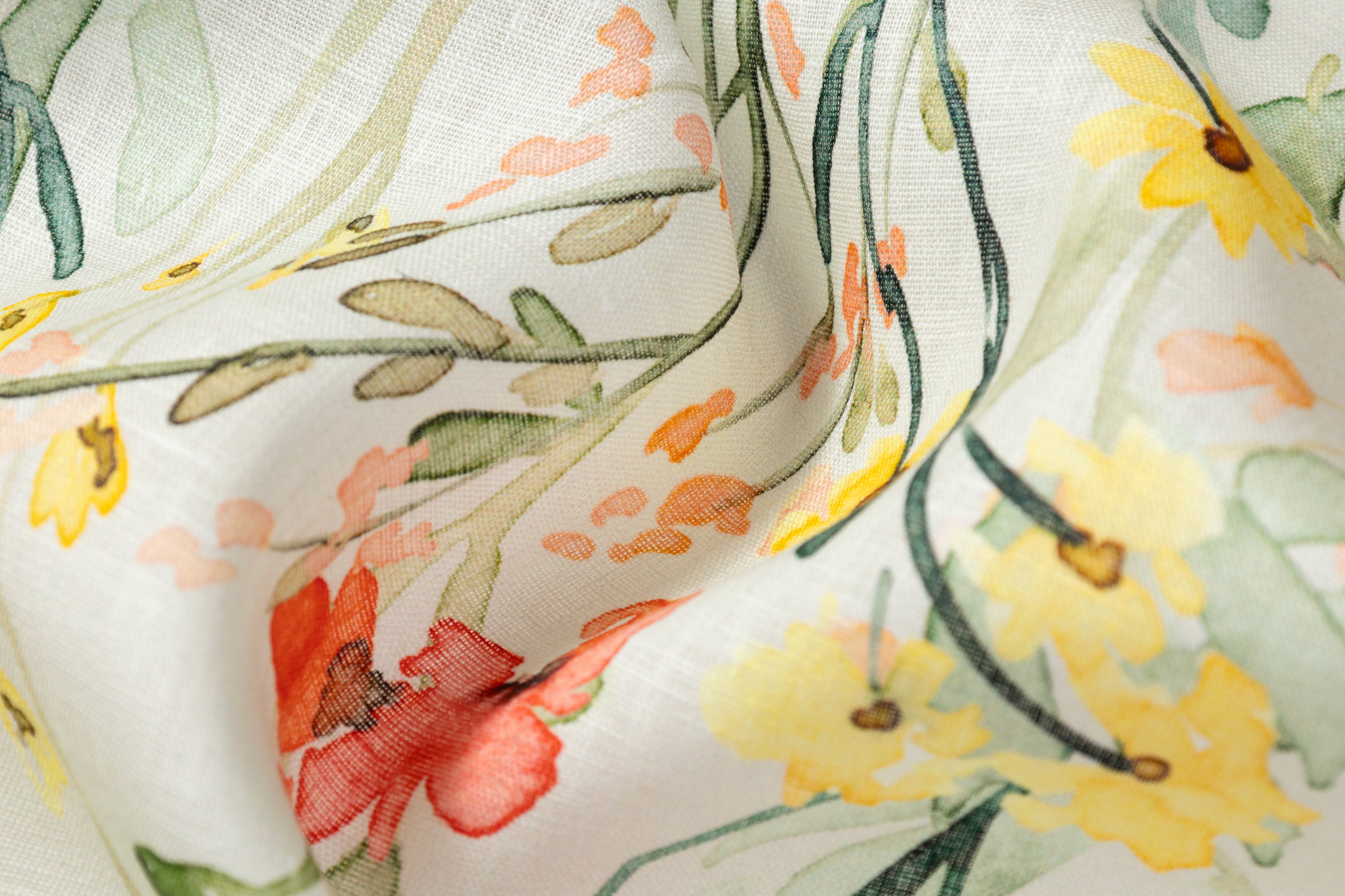 Floral Linen - Green / Multicolor