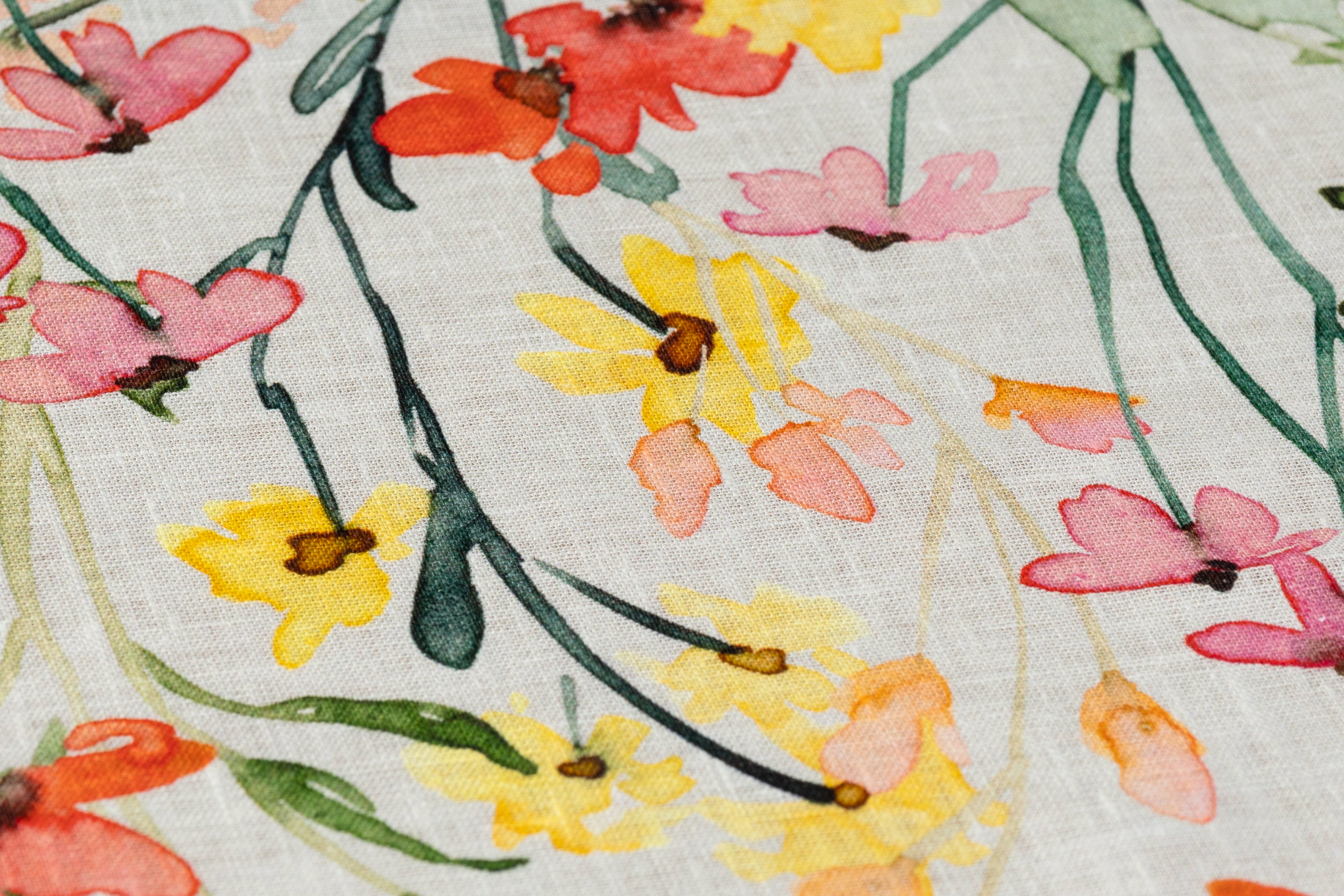 Floral Linen - Green / Multicolor