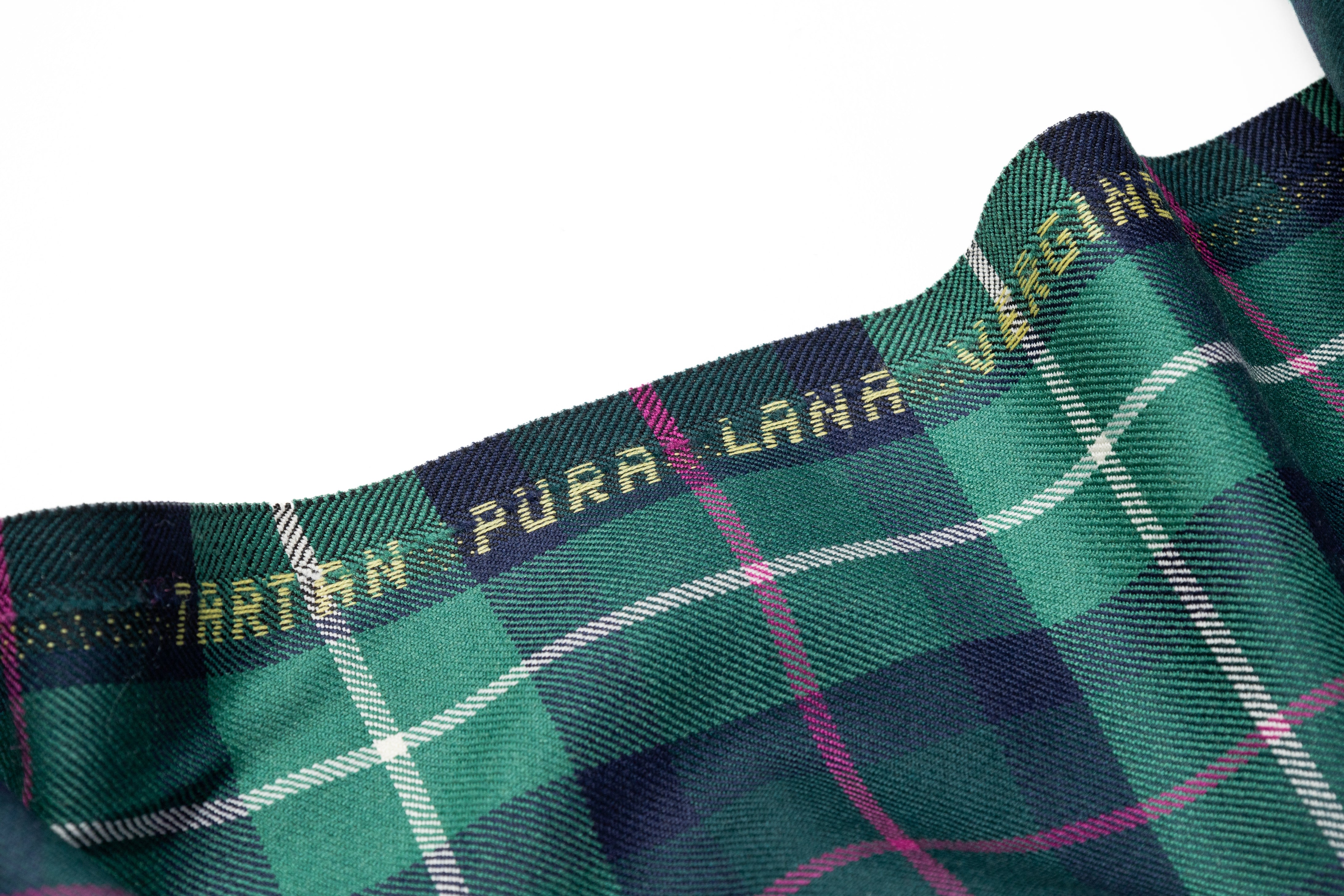 Tartan Italian Wool Suiting - Green / Fucshia / Navy