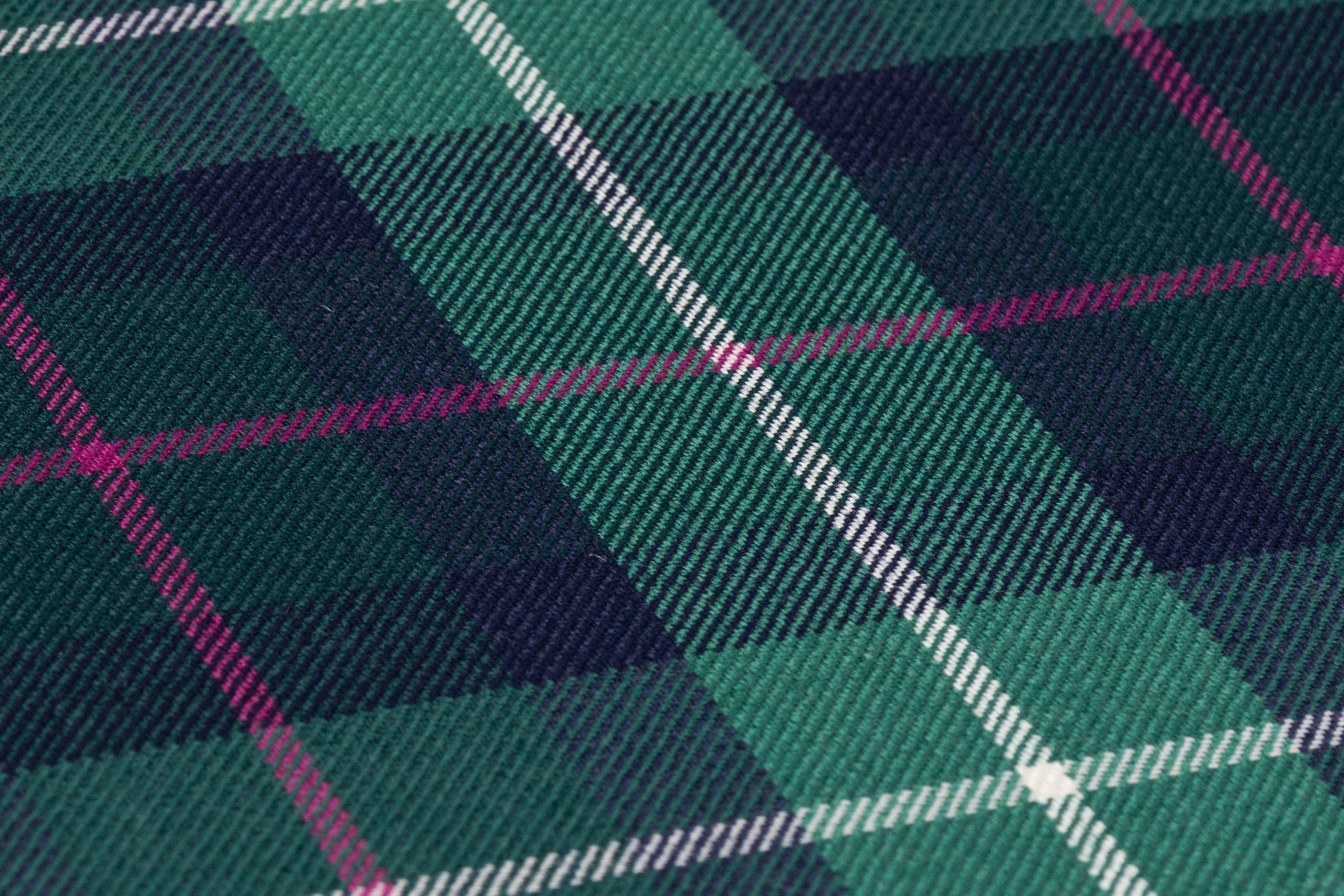 Tartan Italian Wool Suiting - Green / Fucshia / Navy