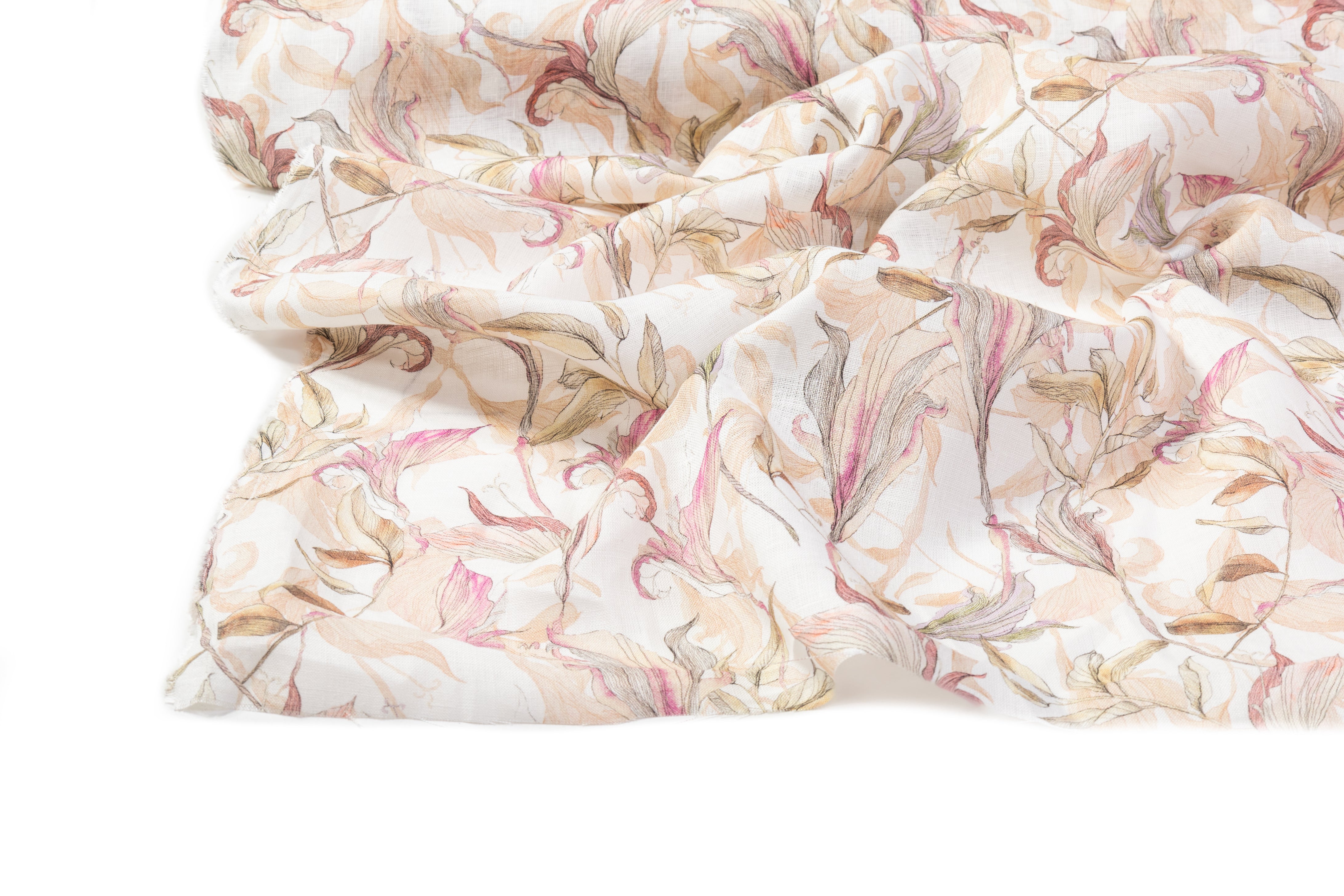Floral Linen - Sage / Pink / Beige