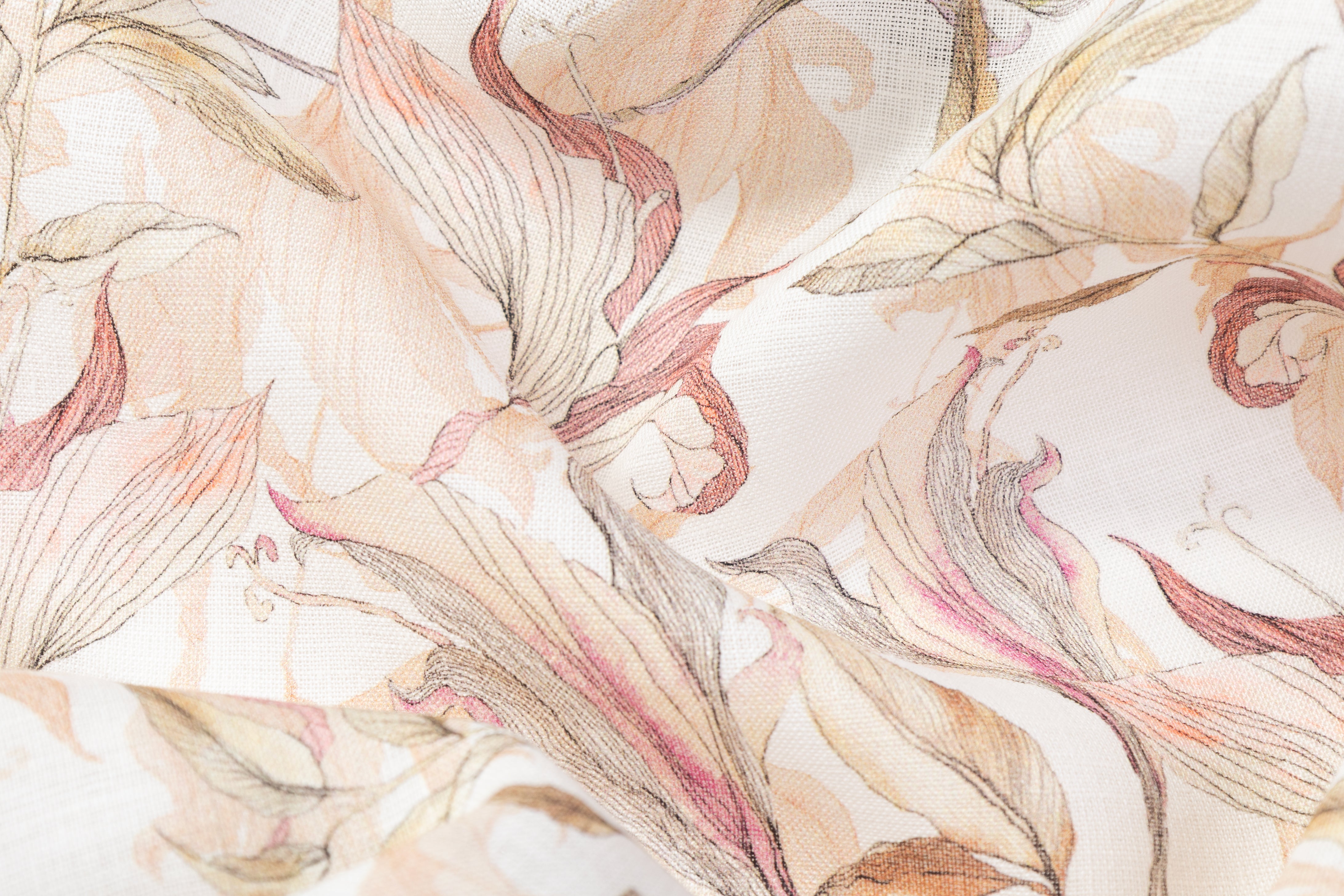 Floral Linen - Sage / Pink / Beige