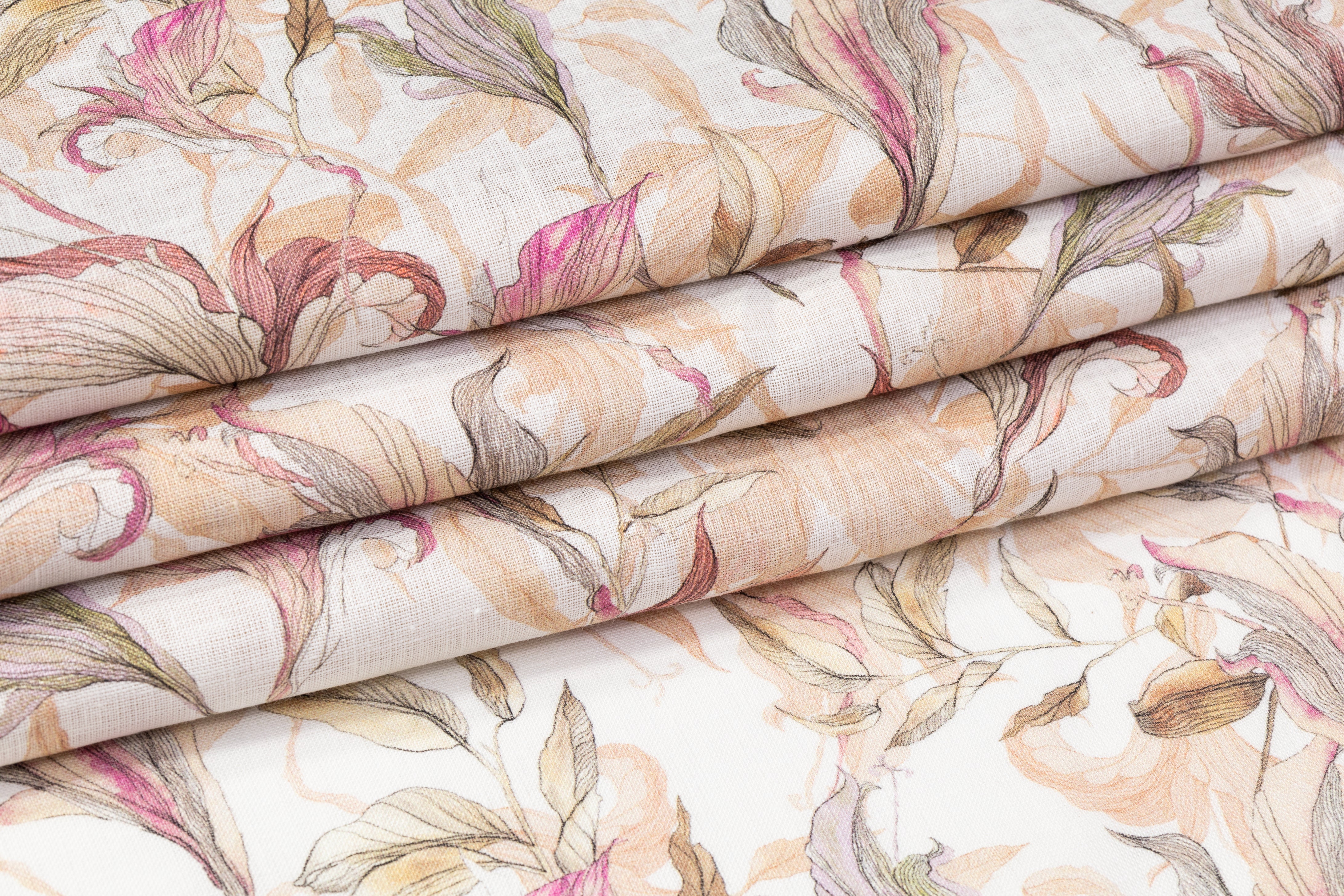 Floral Linen - Sage / Pink / Beige