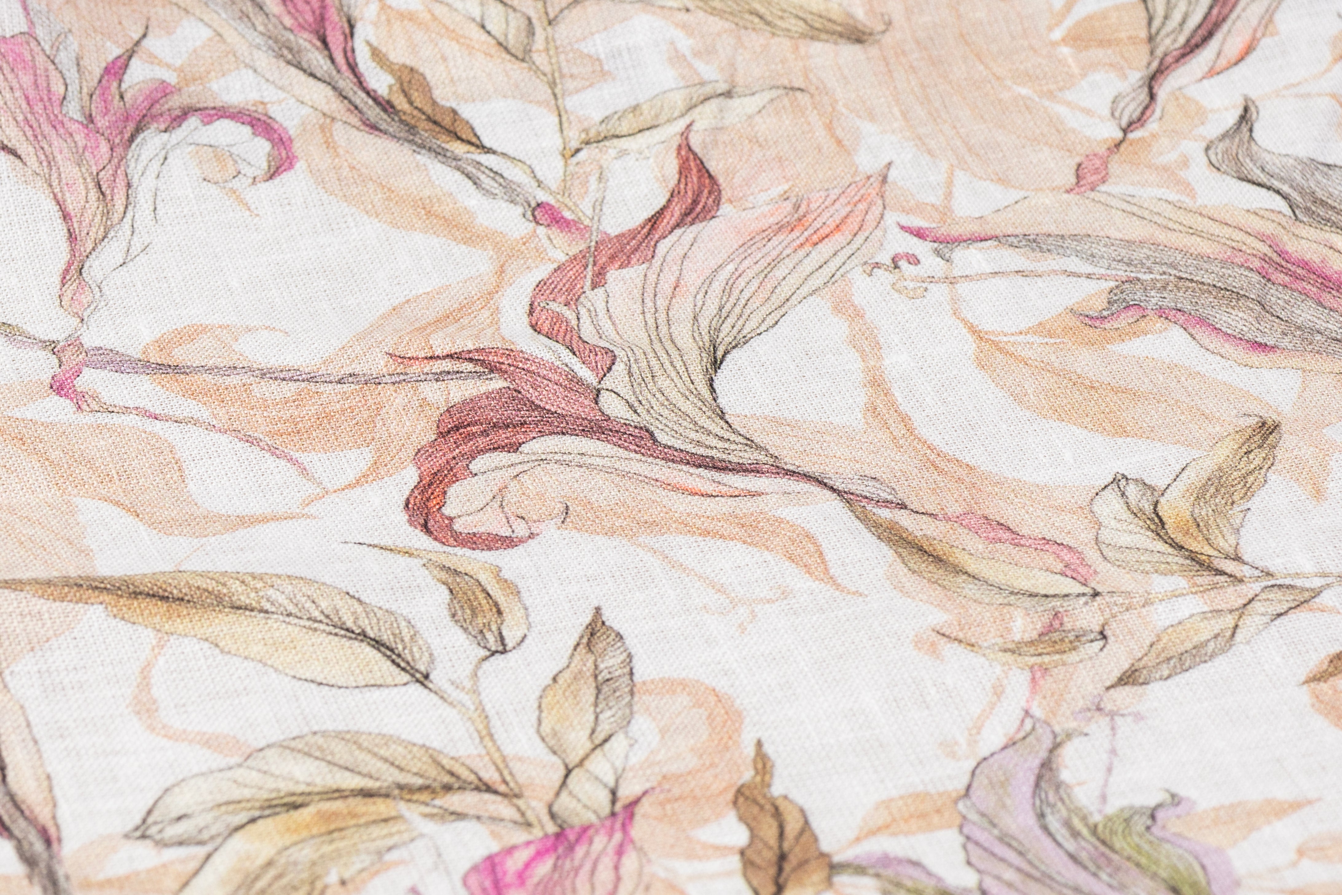 Floral Linen - Sage / Pink / Beige