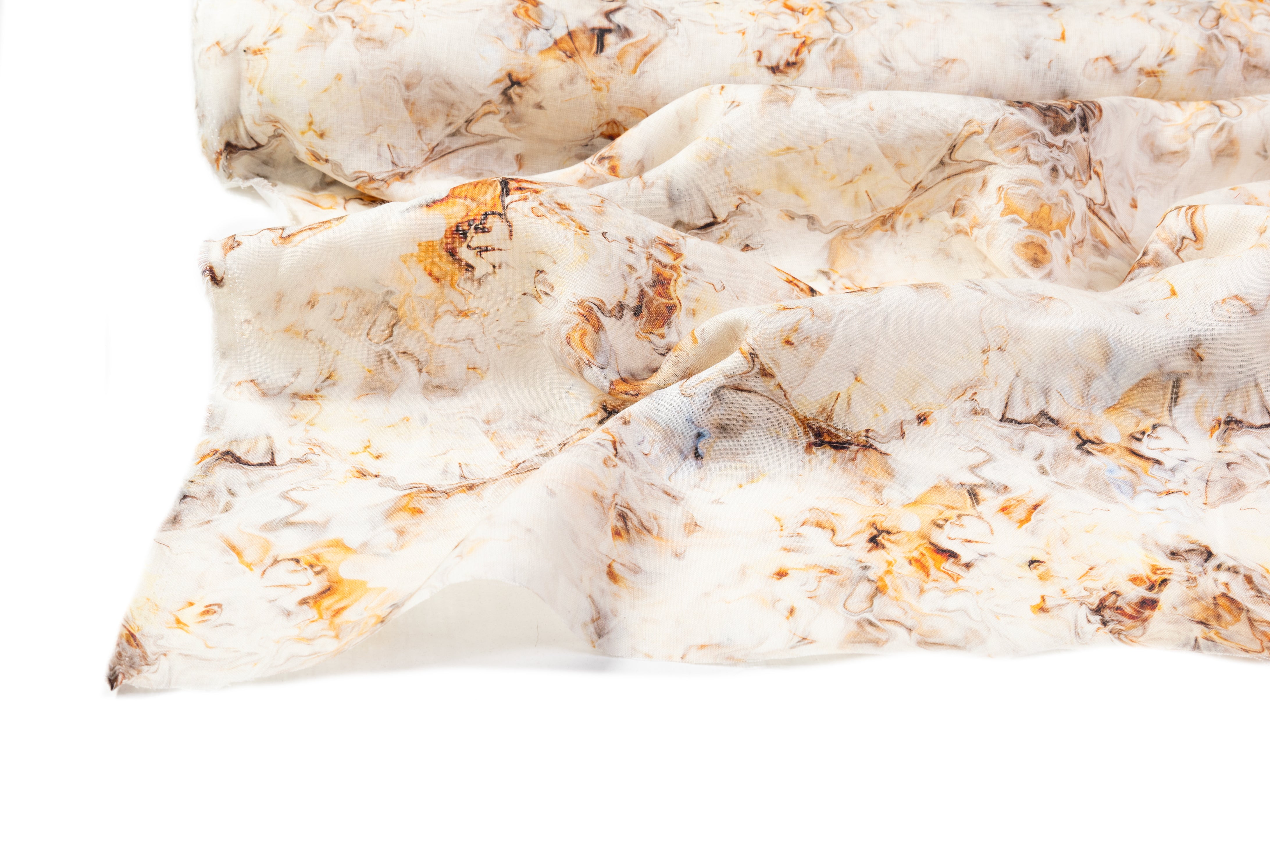 Abstract Linen - Burnt Orange / Blue / White