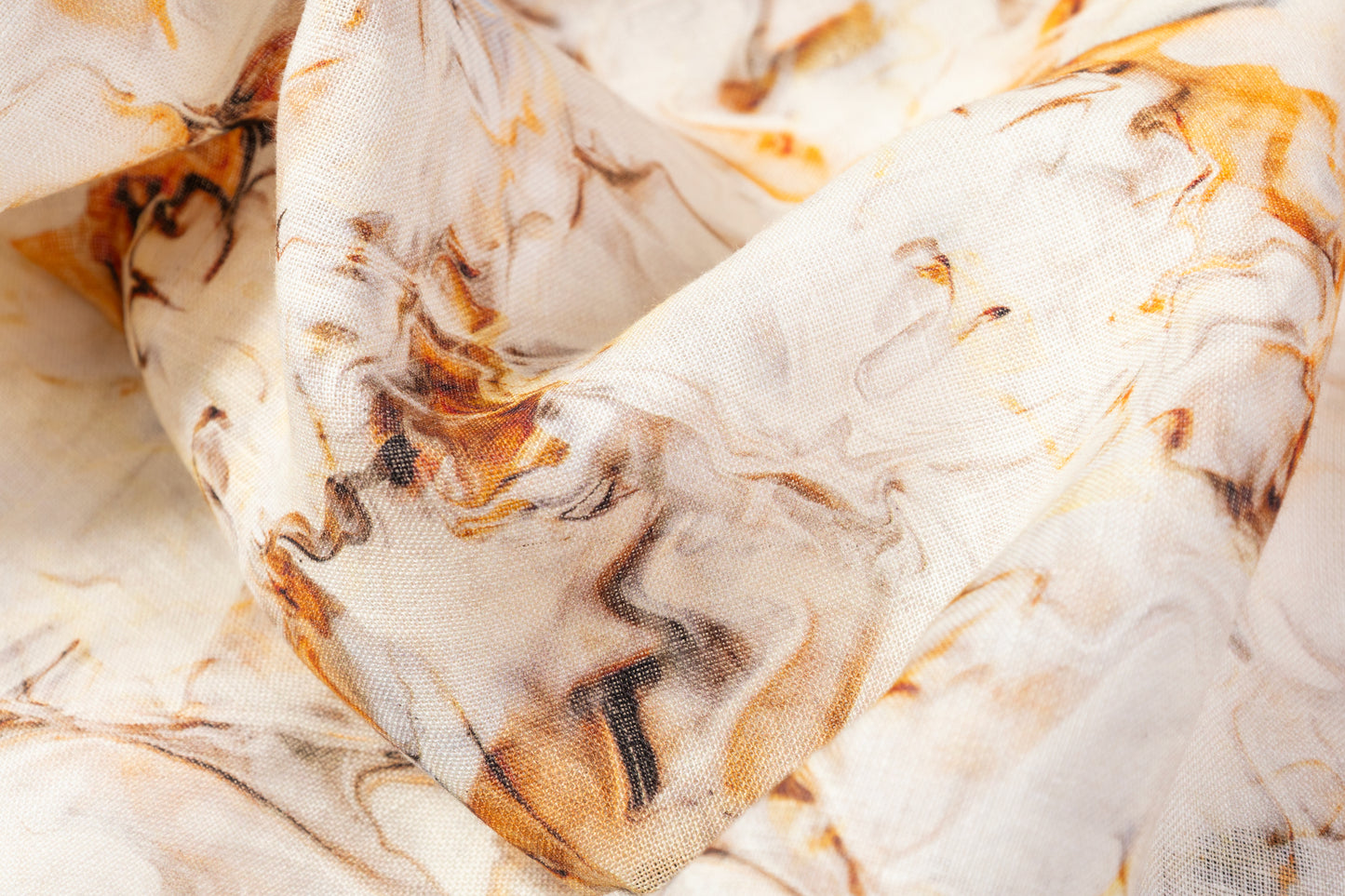 Abstract Linen - Burnt Orange / Blue / White
