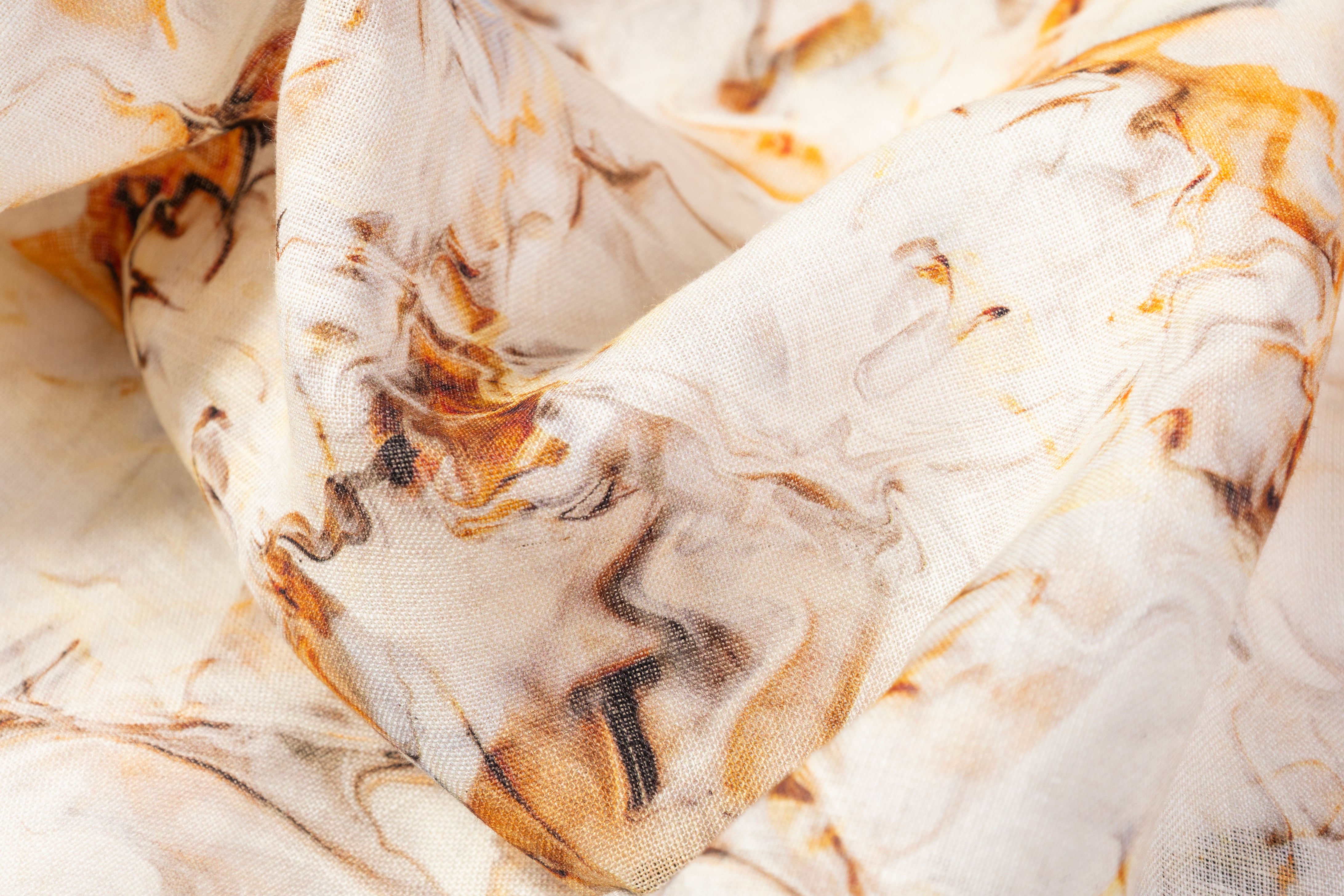 Abstract Linen - Burnt Orange / Blue / White