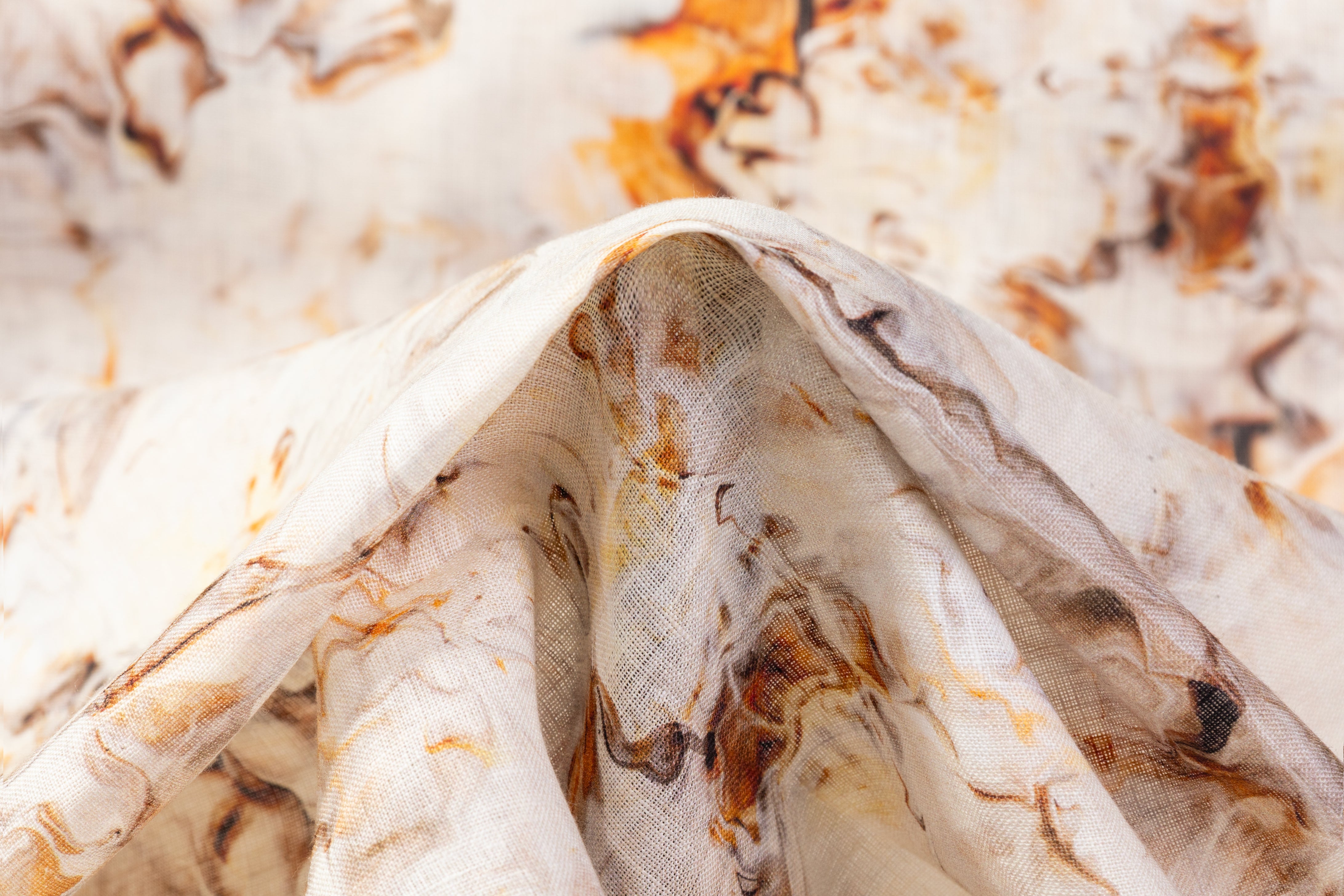 Abstract Linen - Burnt Orange / Blue / White