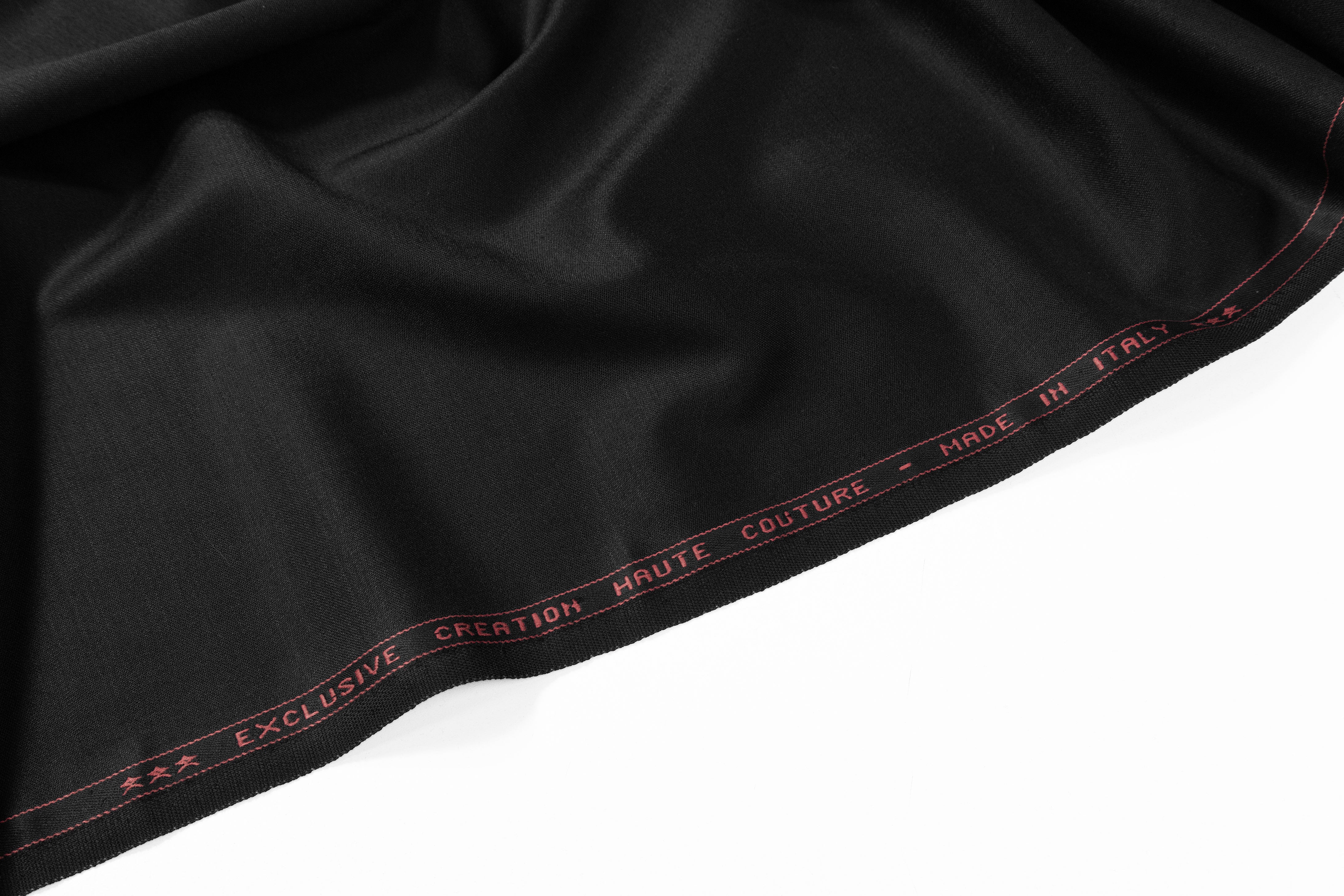 Italian Wool Satin Faille Stretch Suiting - Black