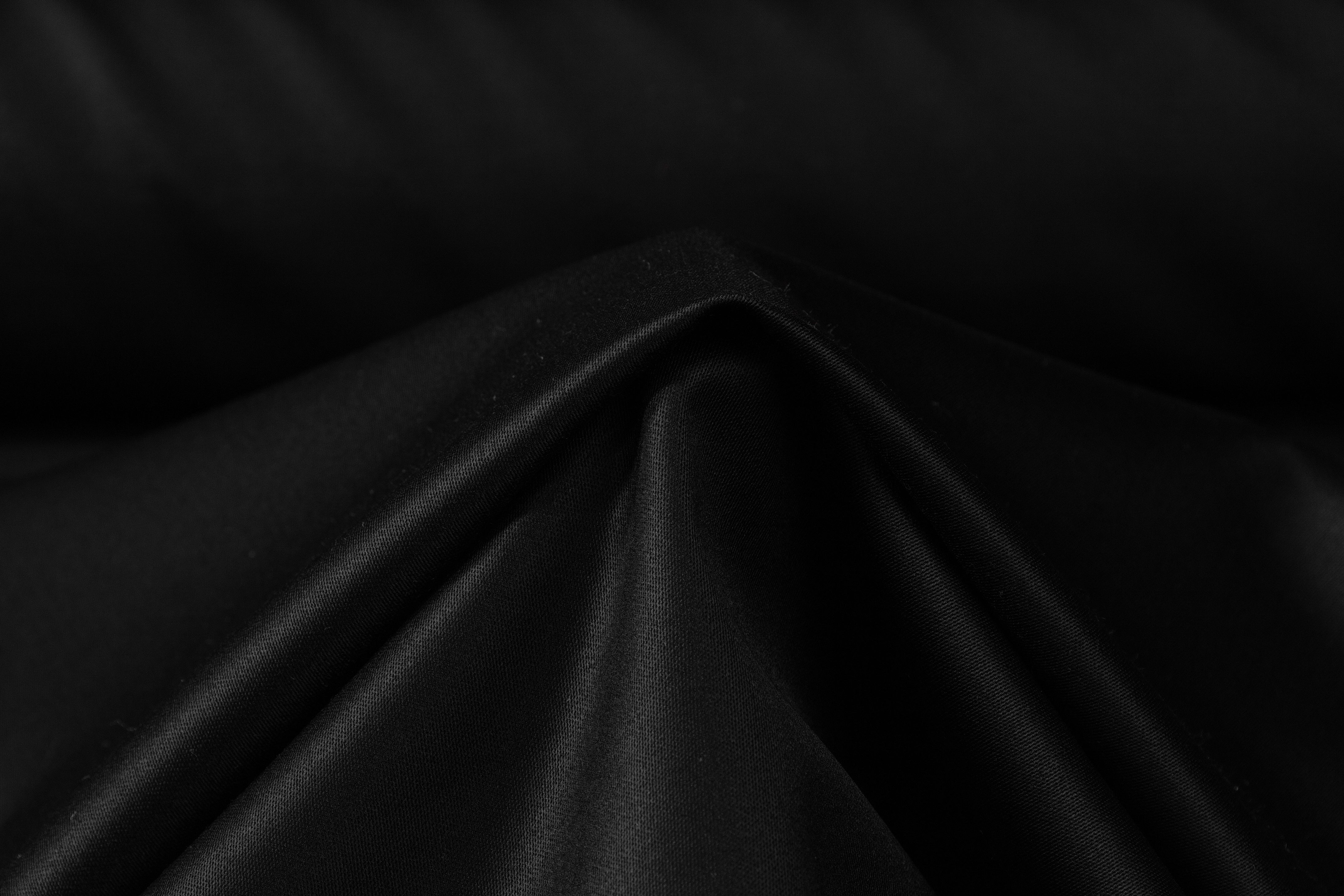 Italian Wool Satin Faille Stretch Suiting - Black