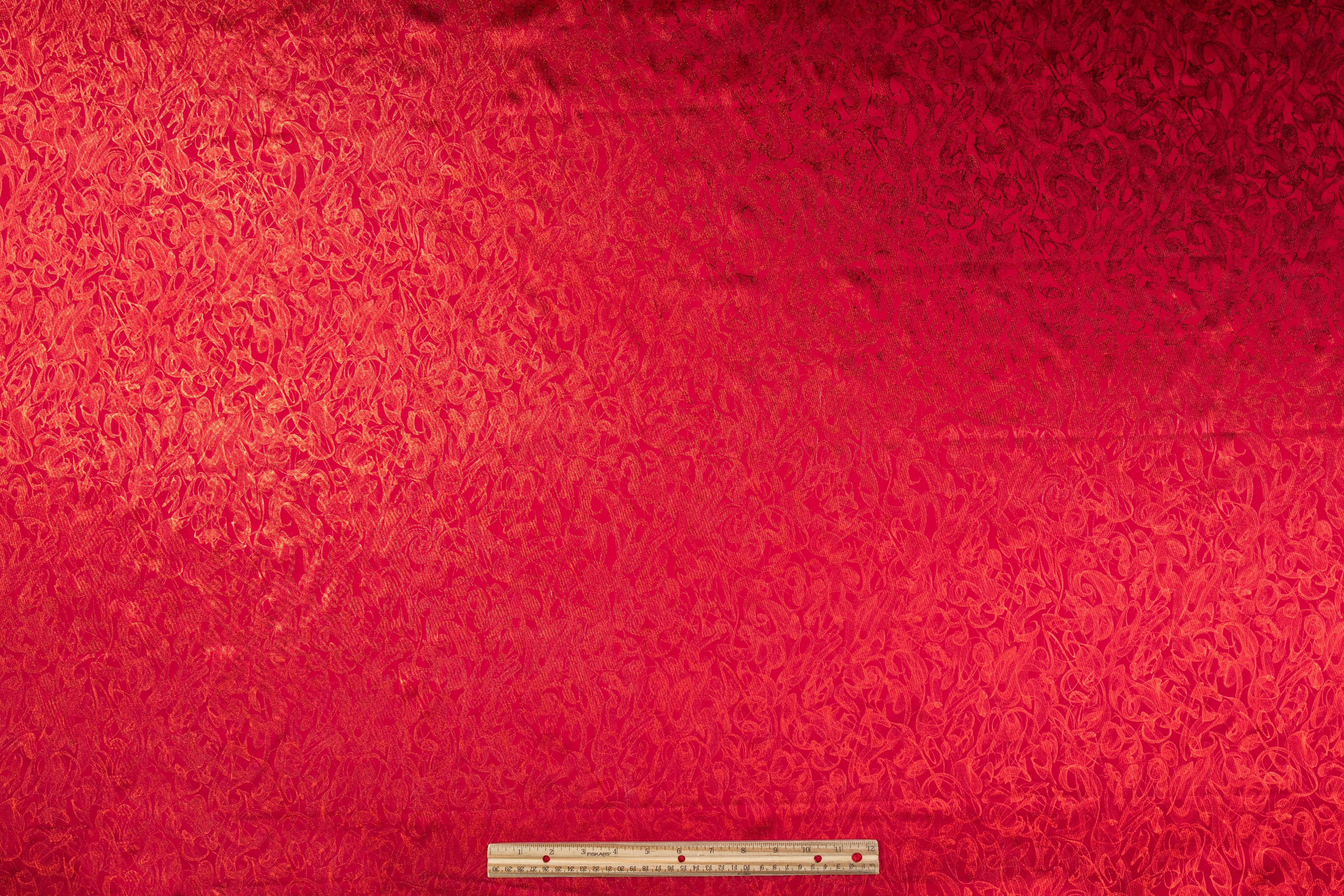 Abstract Laminated Italian Silk Charmeuse - Red