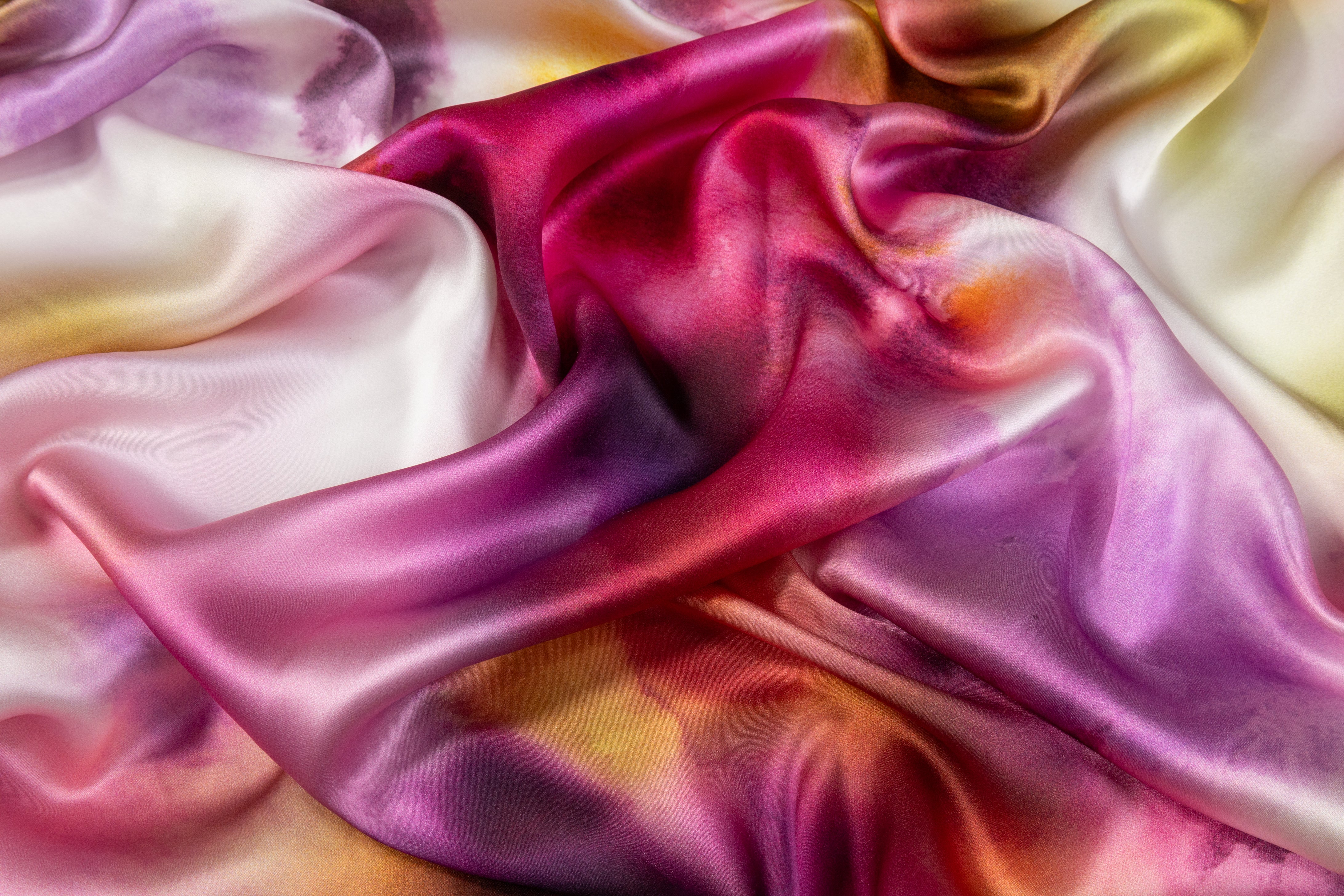 Tie-Dye Printed Italian Silk Charmeuse - Multicolor