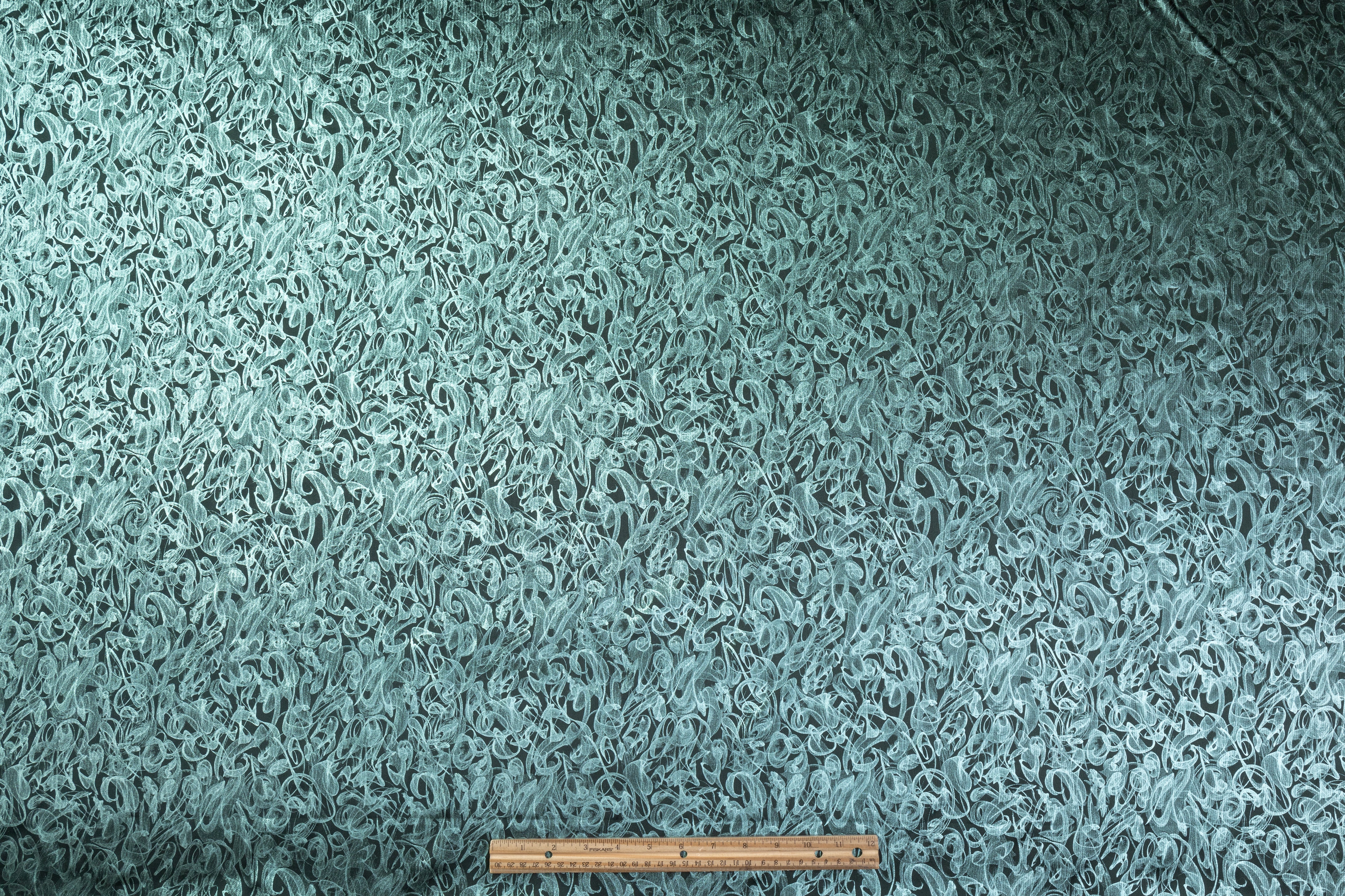 Abstract Laminated Italian Silk Charmeuse - Green