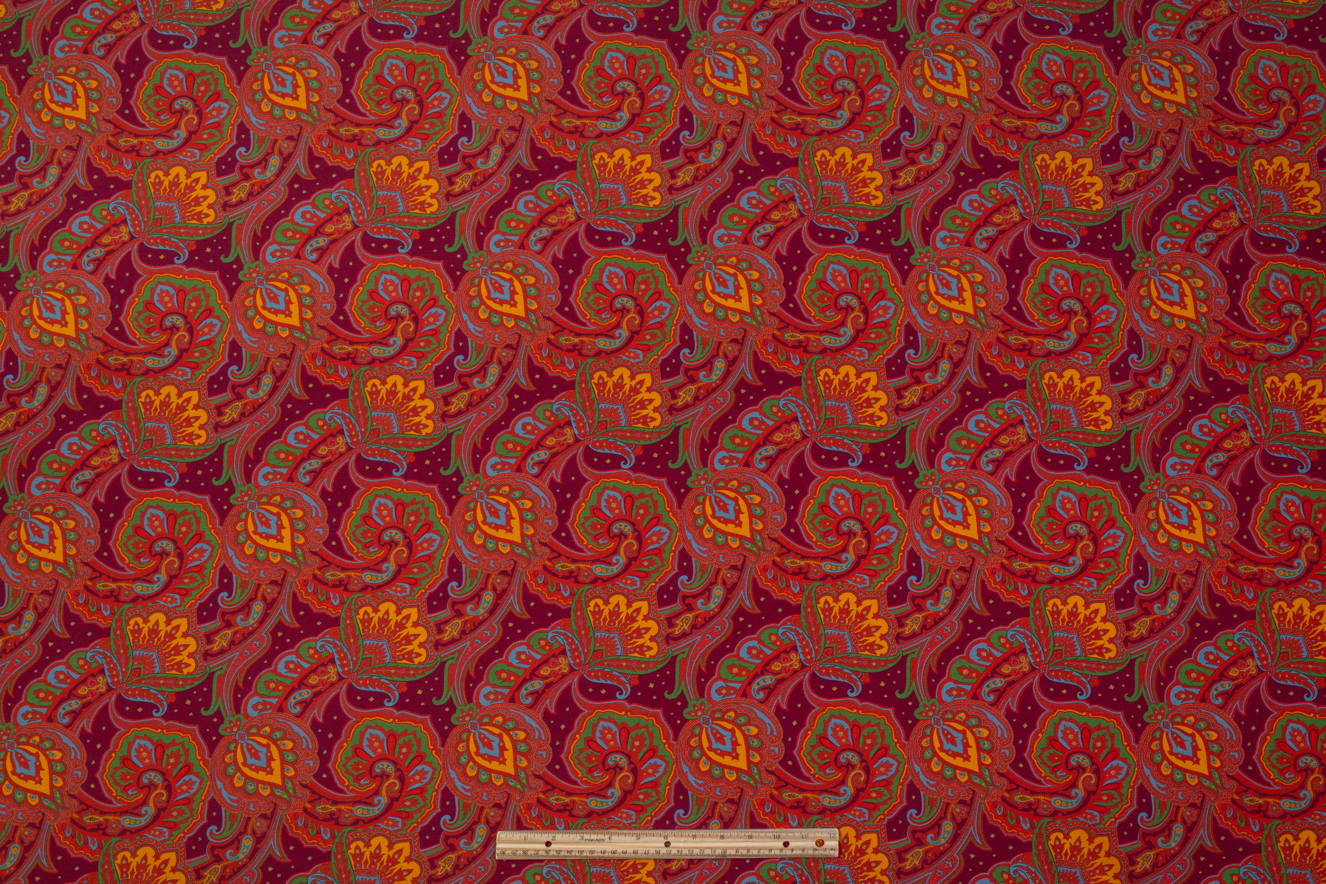 Etro - Paisley Italian Silk Crepe De Chine - Burgundy