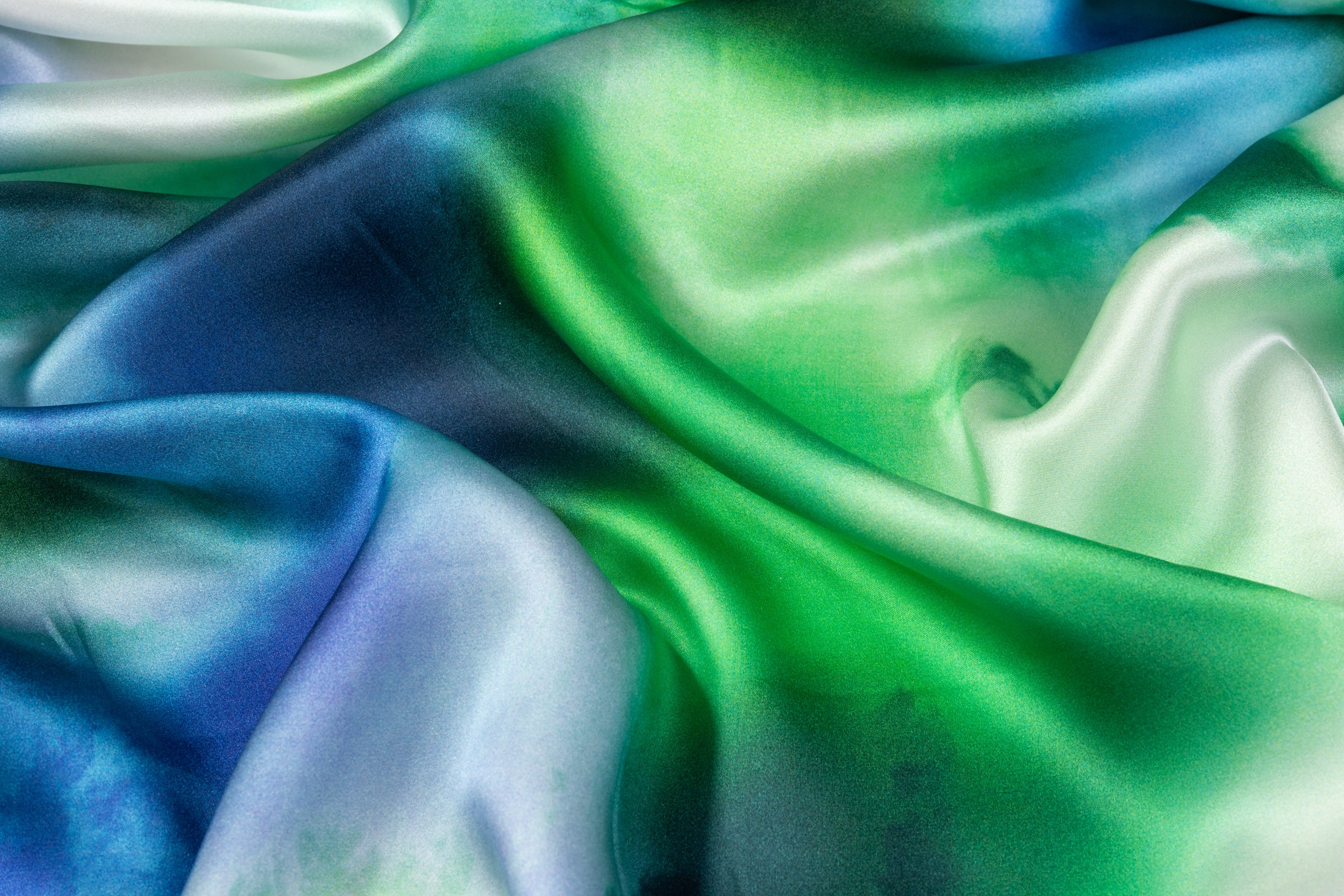Tie-Dye Printed Italian Silk Charmeuse - Multicolor
