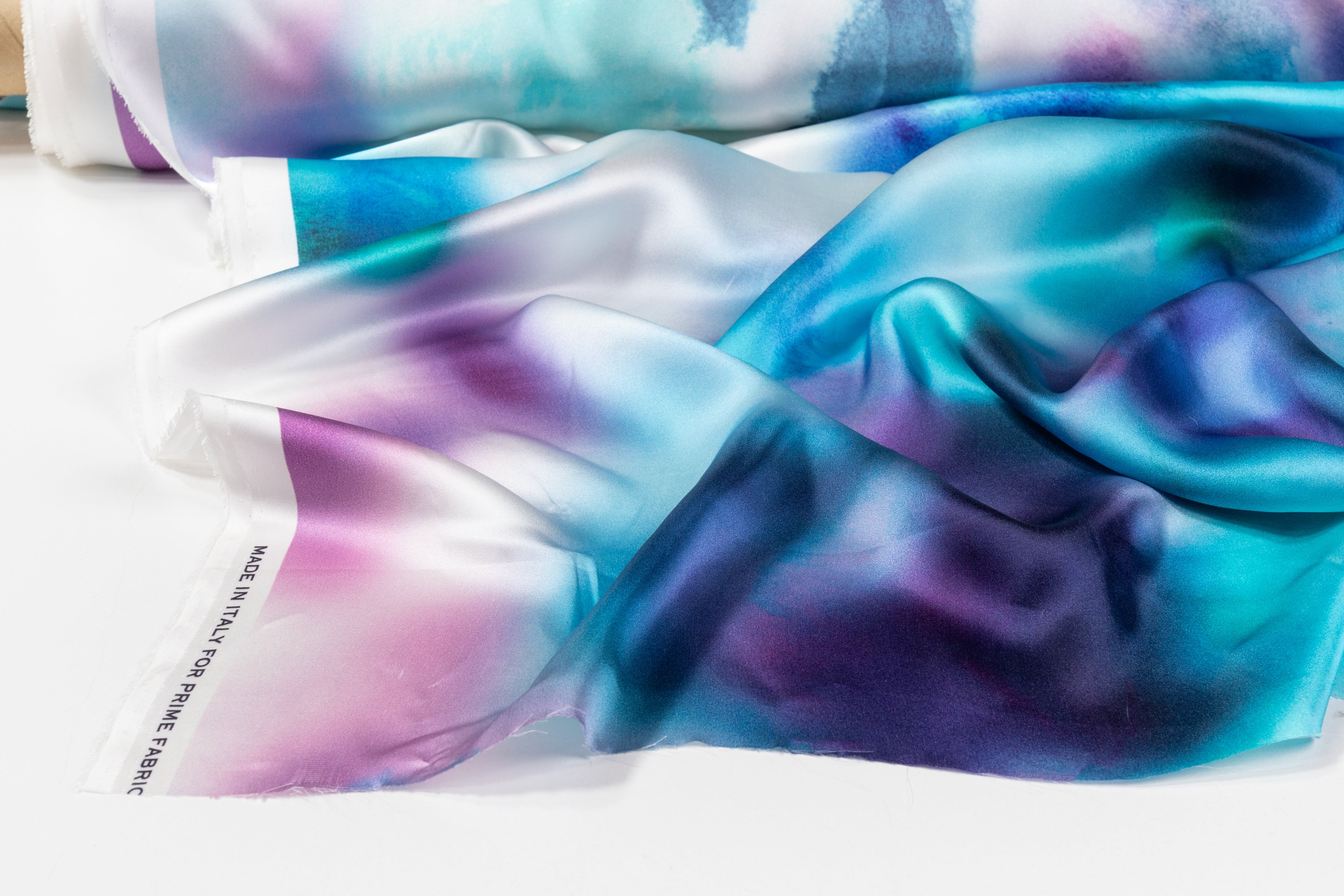 Tie-Dye Printed Italian Silk Charmeuse - Multicolor