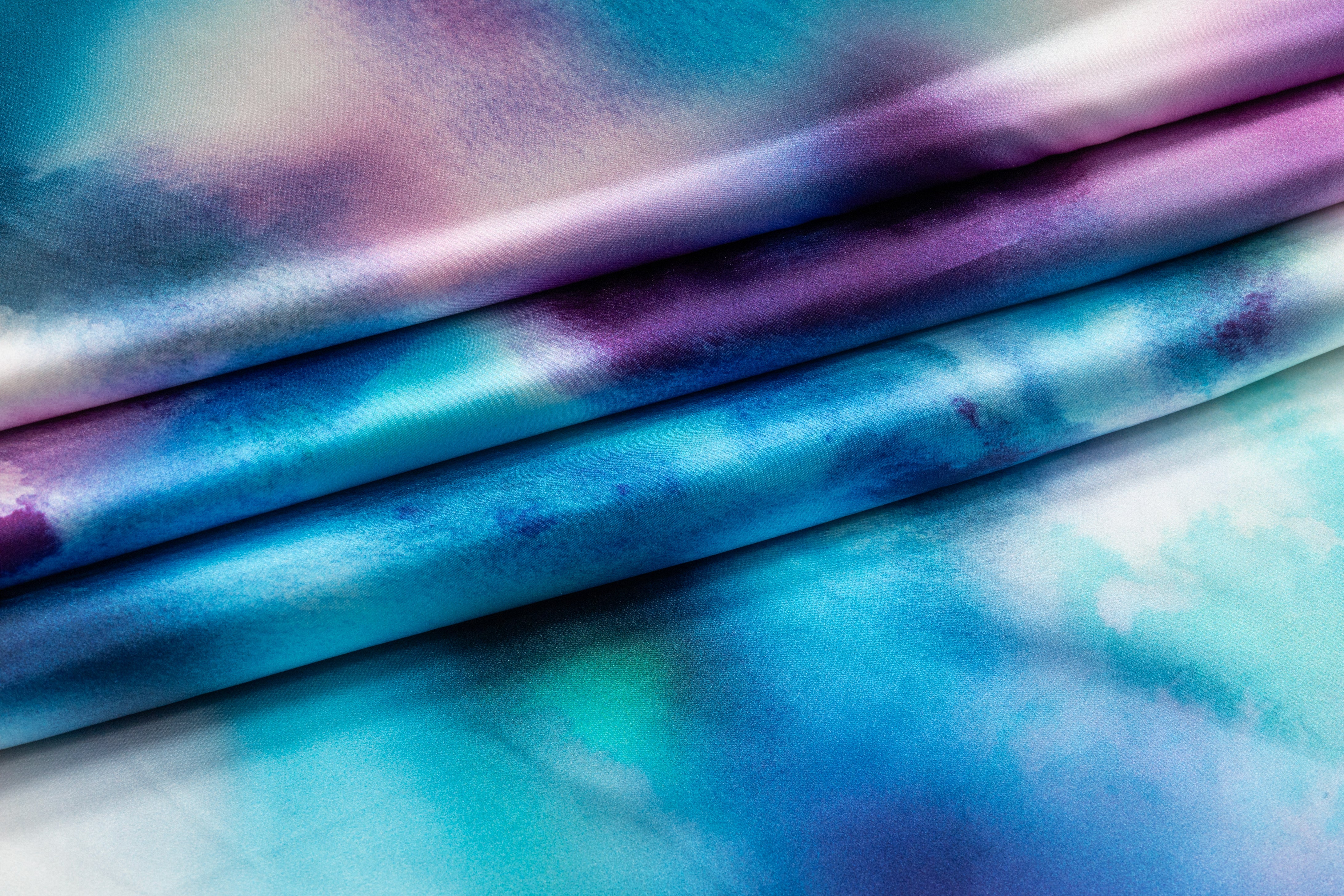 Tie-Dye Printed Italian Silk Charmeuse - Multicolor