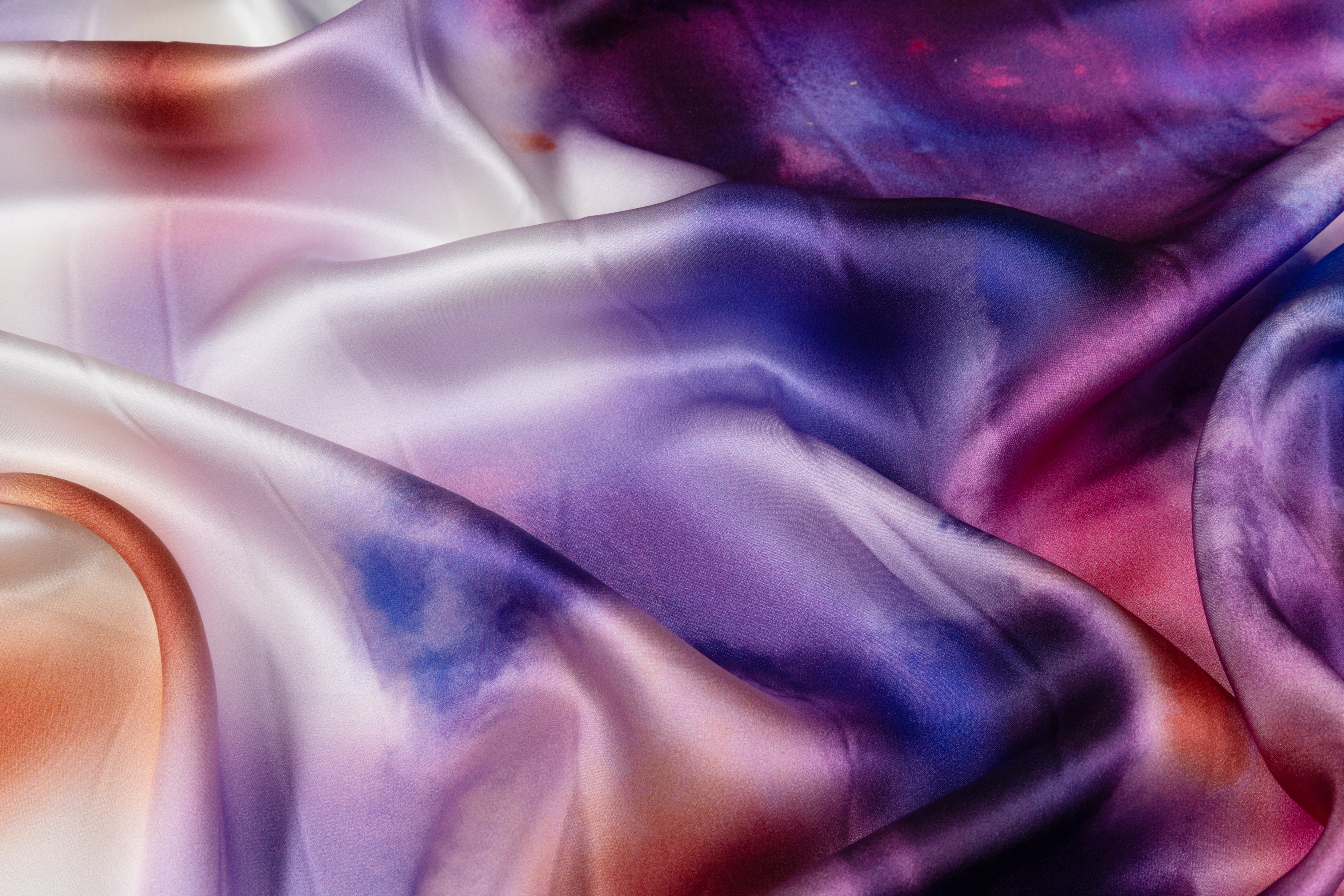 Tie-Dye Printed Italian Silk Charmeuse - Multicolor