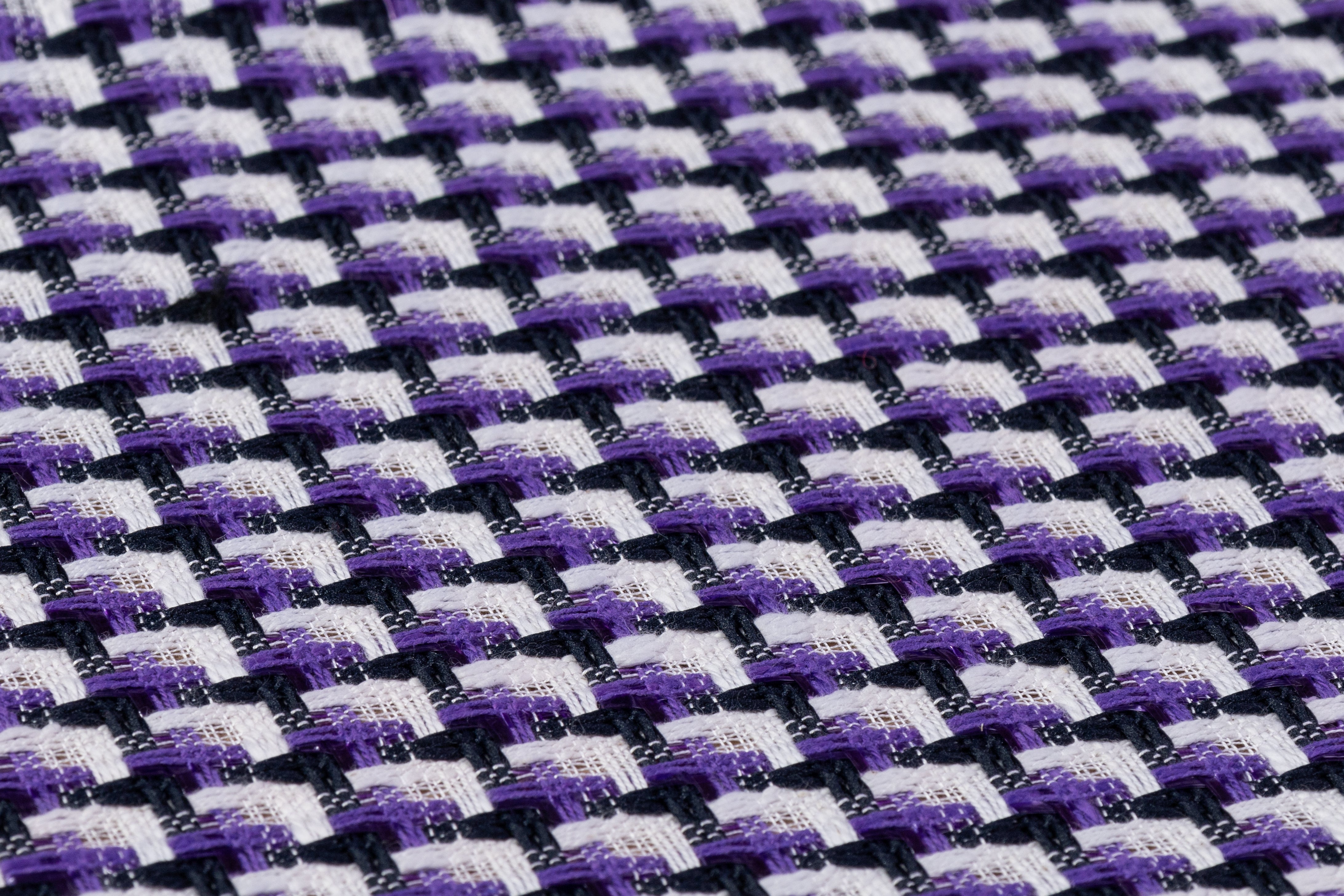 Italian Cotton Blend Tweed - Purple / Navy / White