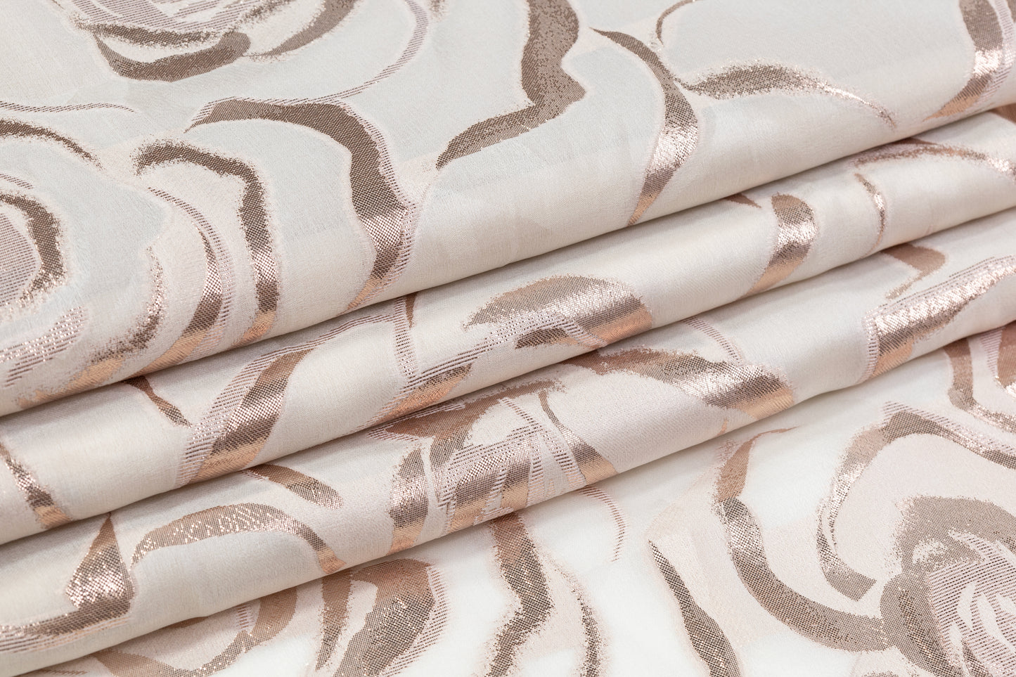 Floral Italian Metallic Silk Organza Fil Coupé - Rose Gold / Off White
