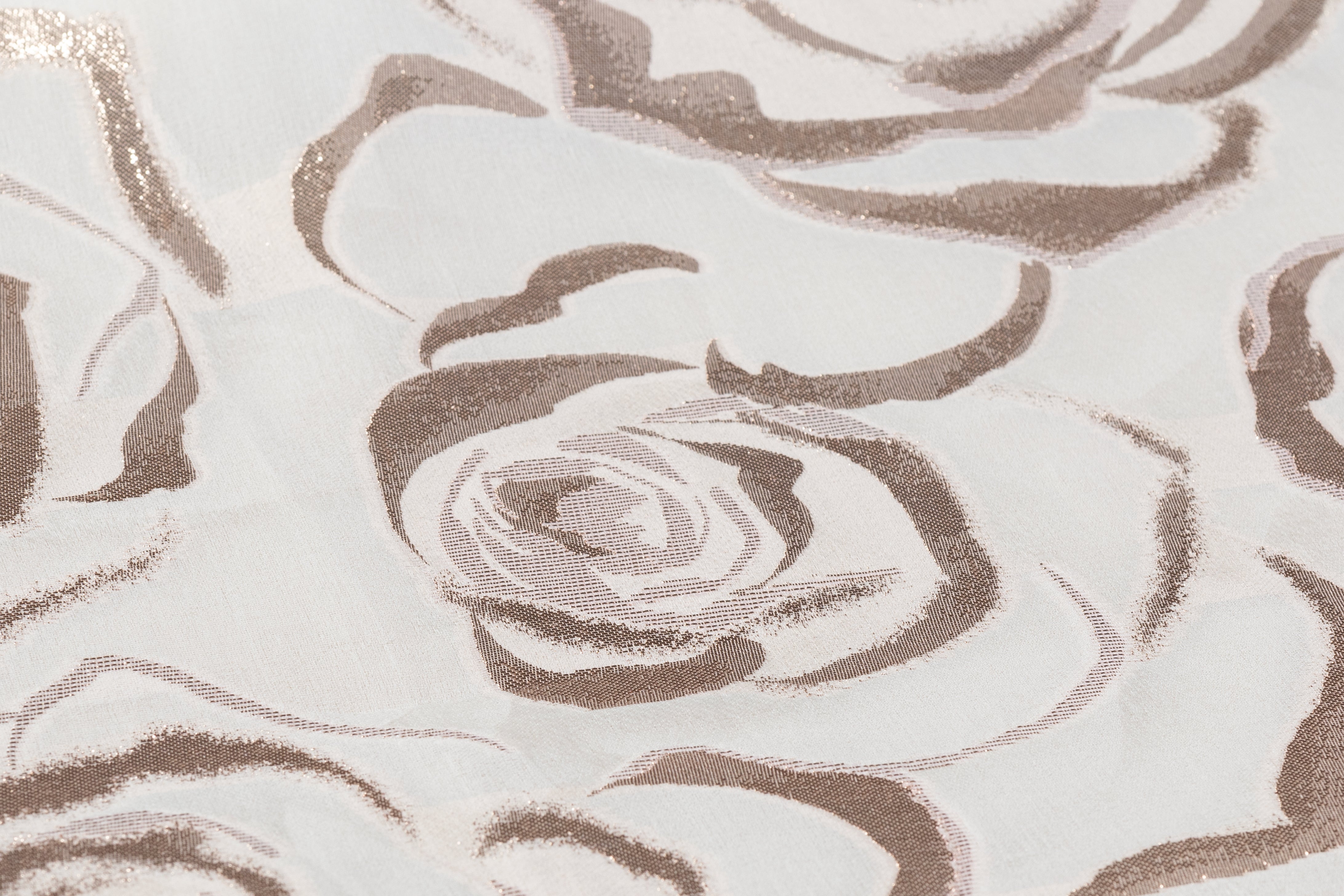 Floral Italian Metallic Silk Organza Fil Coupé - Rose Gold / Off White