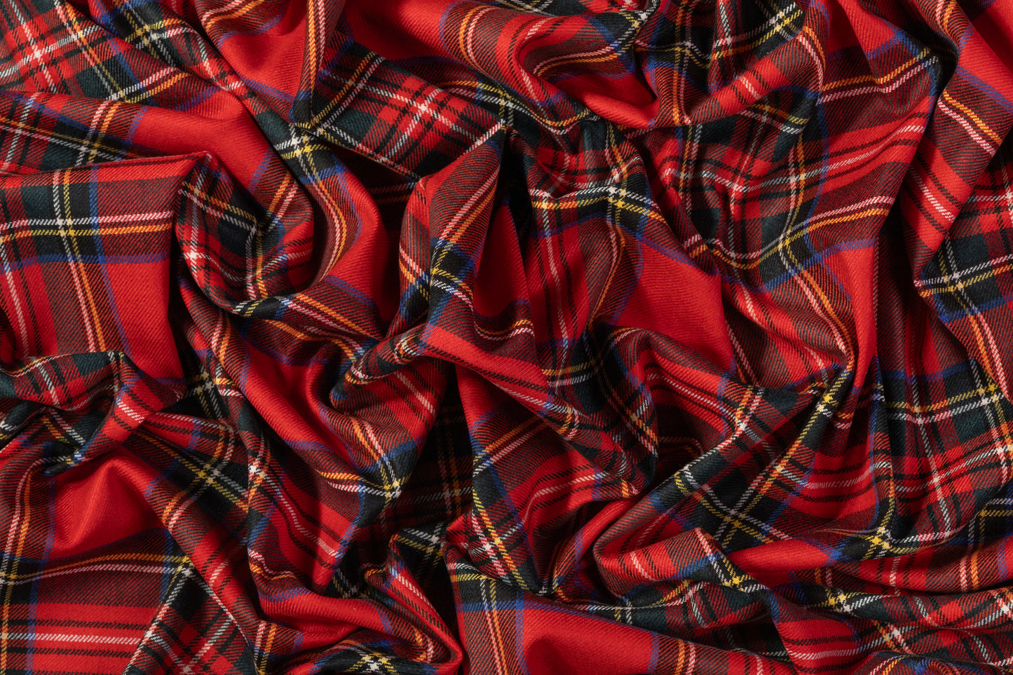 Tartan Italian Poly Wool Suiting - Red