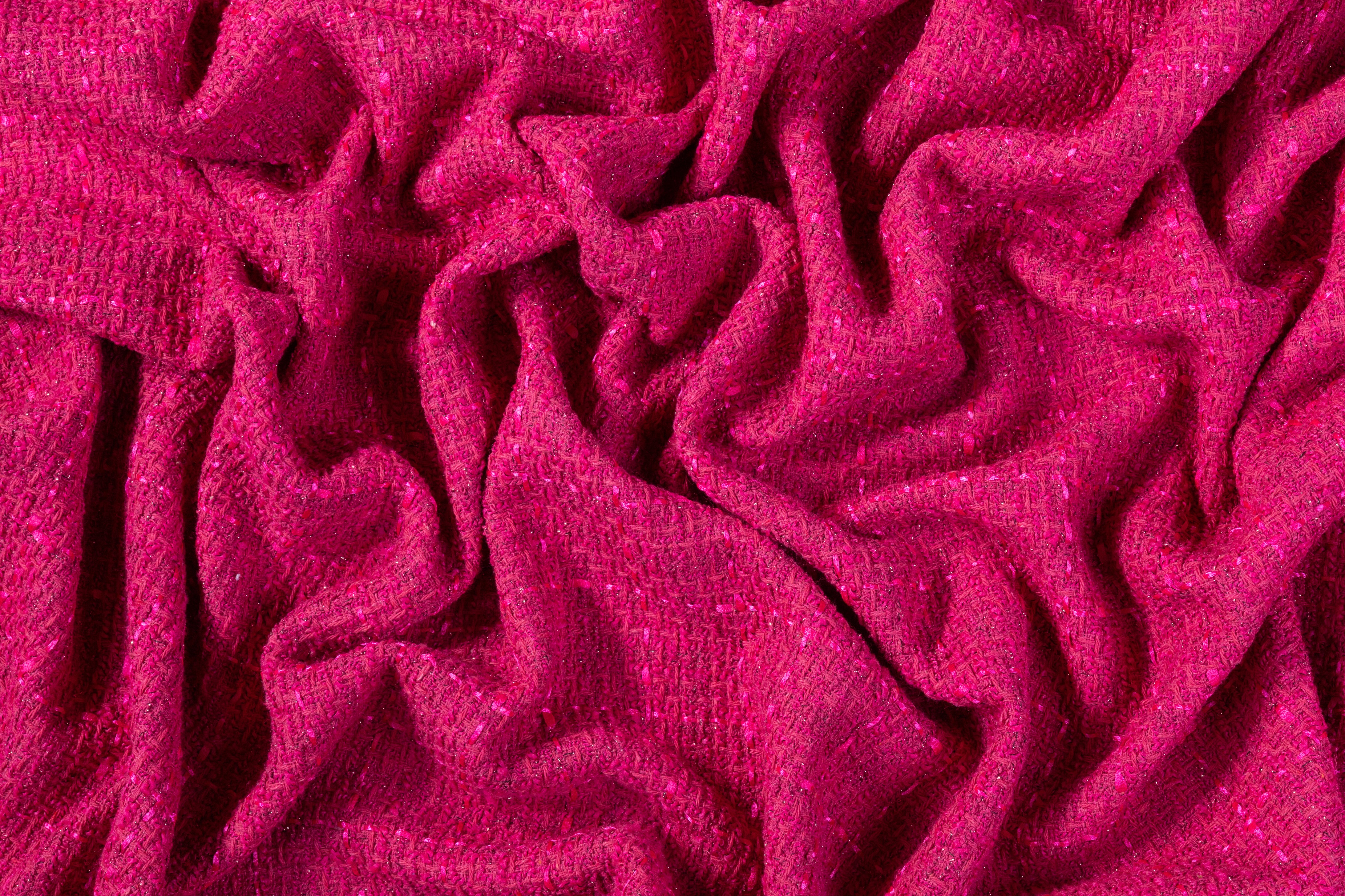 Metallic Cotton Blend Tweed - Magenta