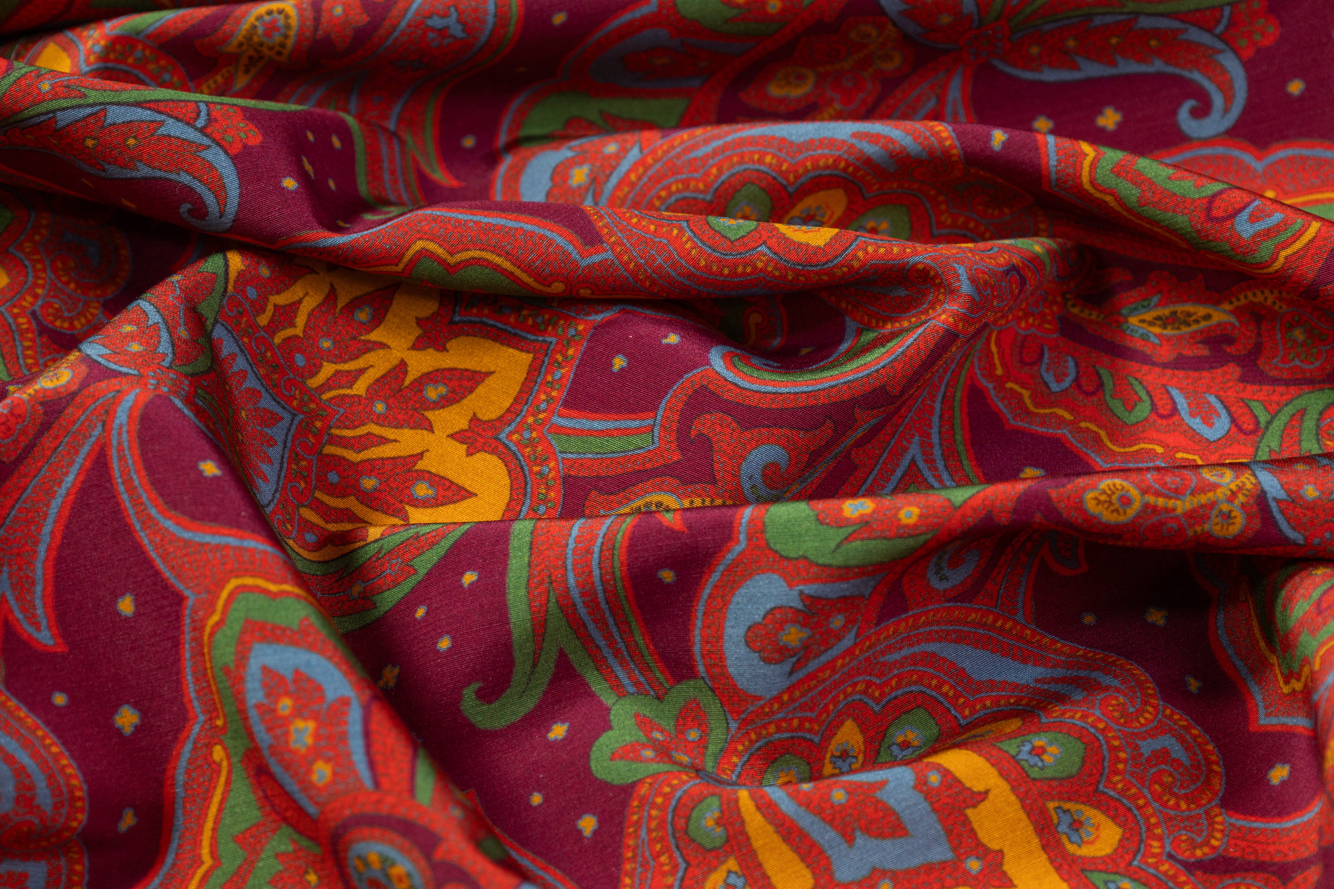 Etro - Paisley Italian Silk Crepe De Chine - Burgundy