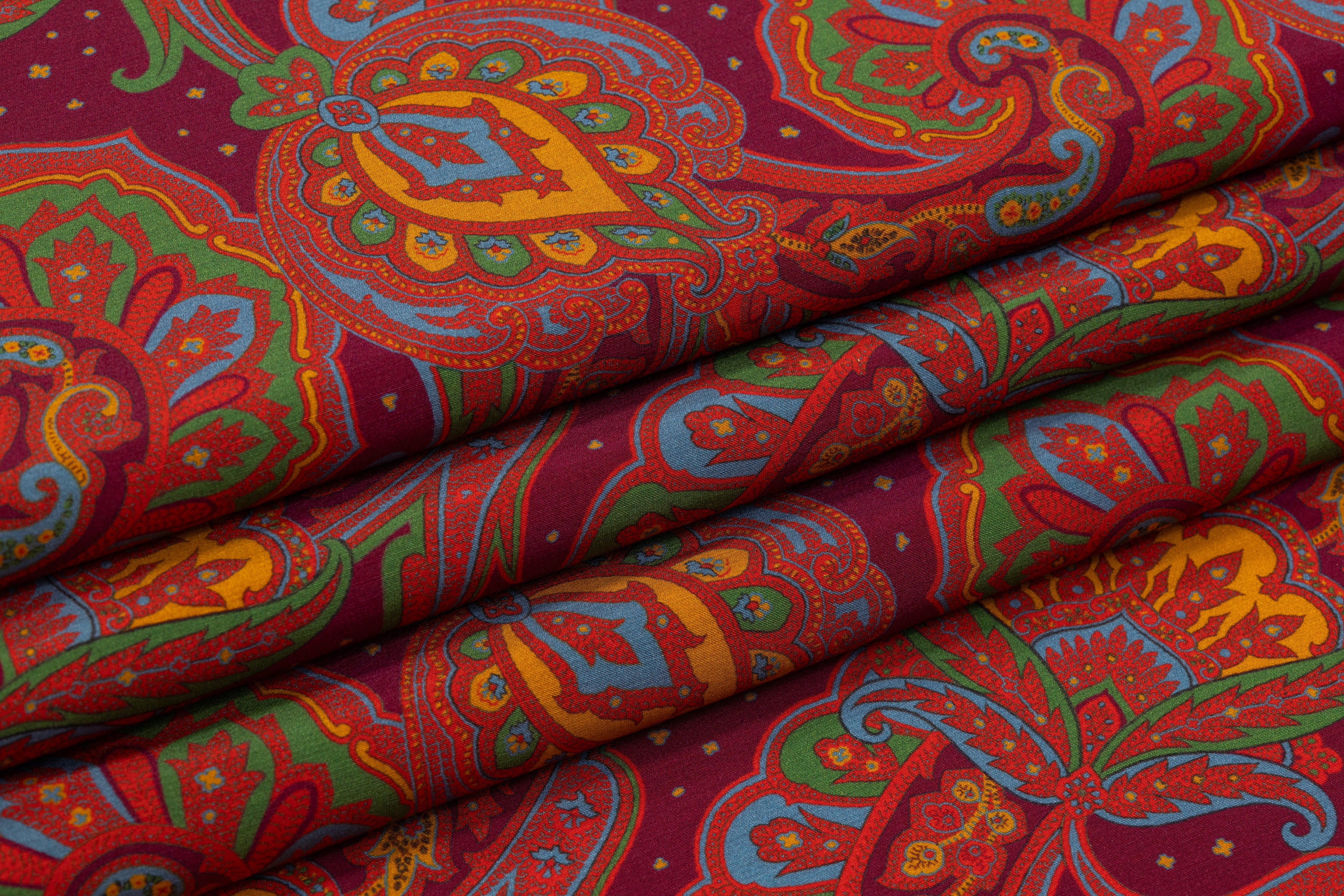 Etro - Paisley Italian Silk Crepe De Chine - Burgundy