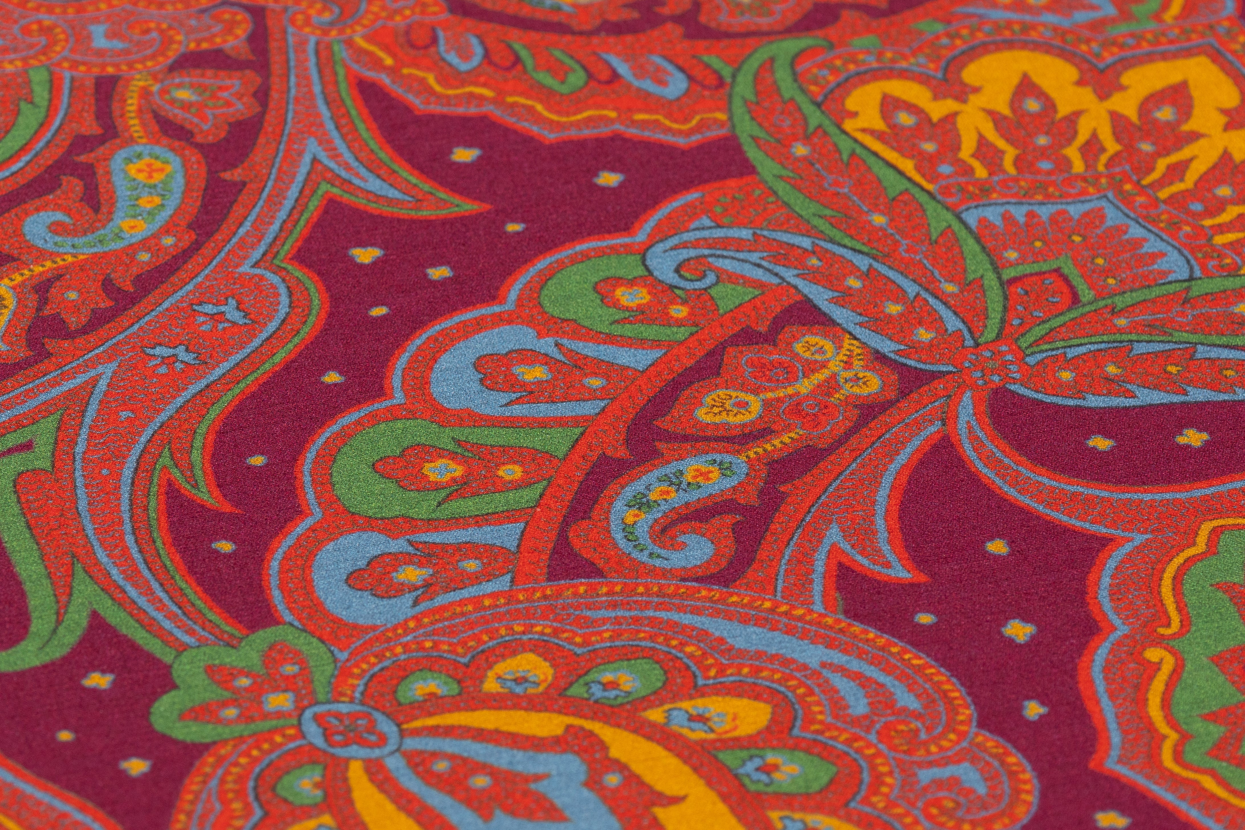 Etro - Paisley Italian Silk Crepe De Chine - Burgundy
