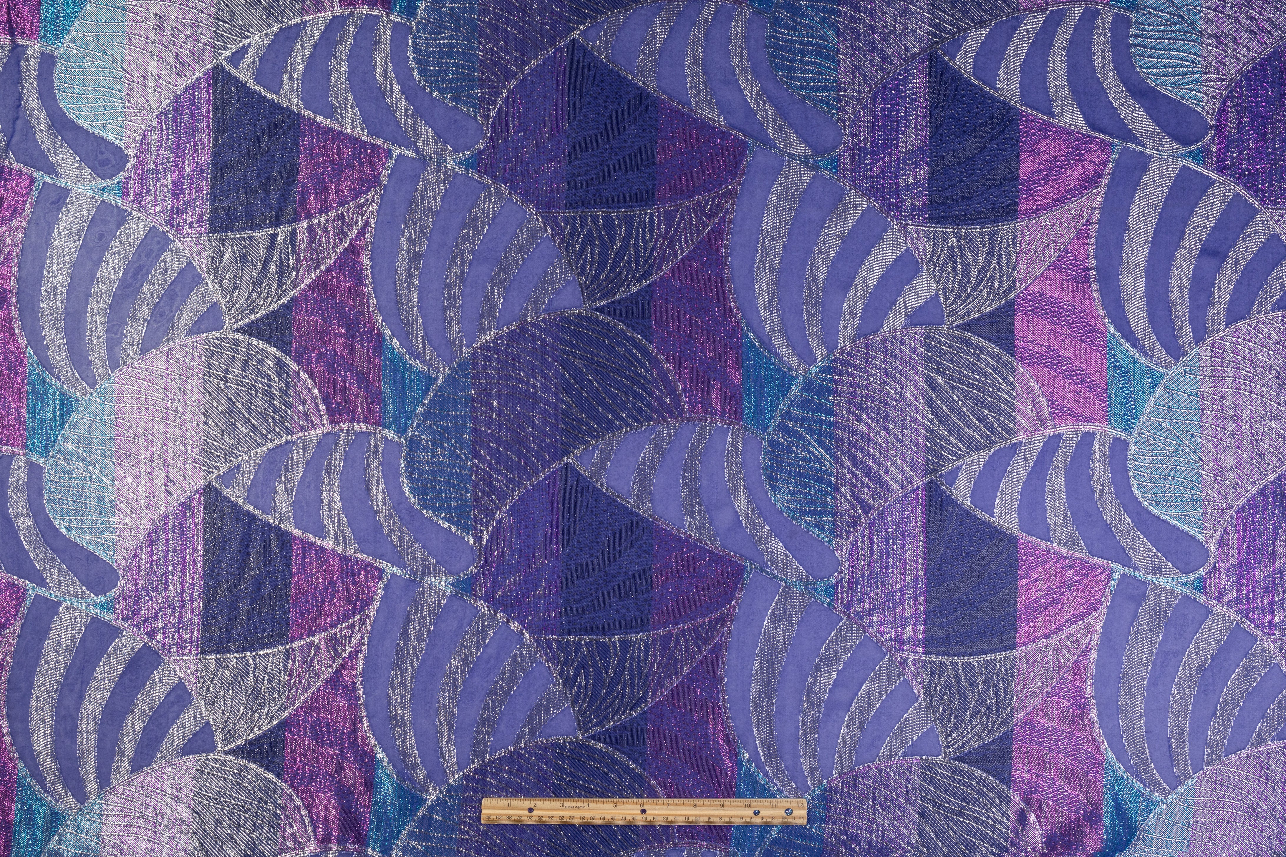Abstract Metallic Italian Viscose Fil Coupé - Purple / Silver