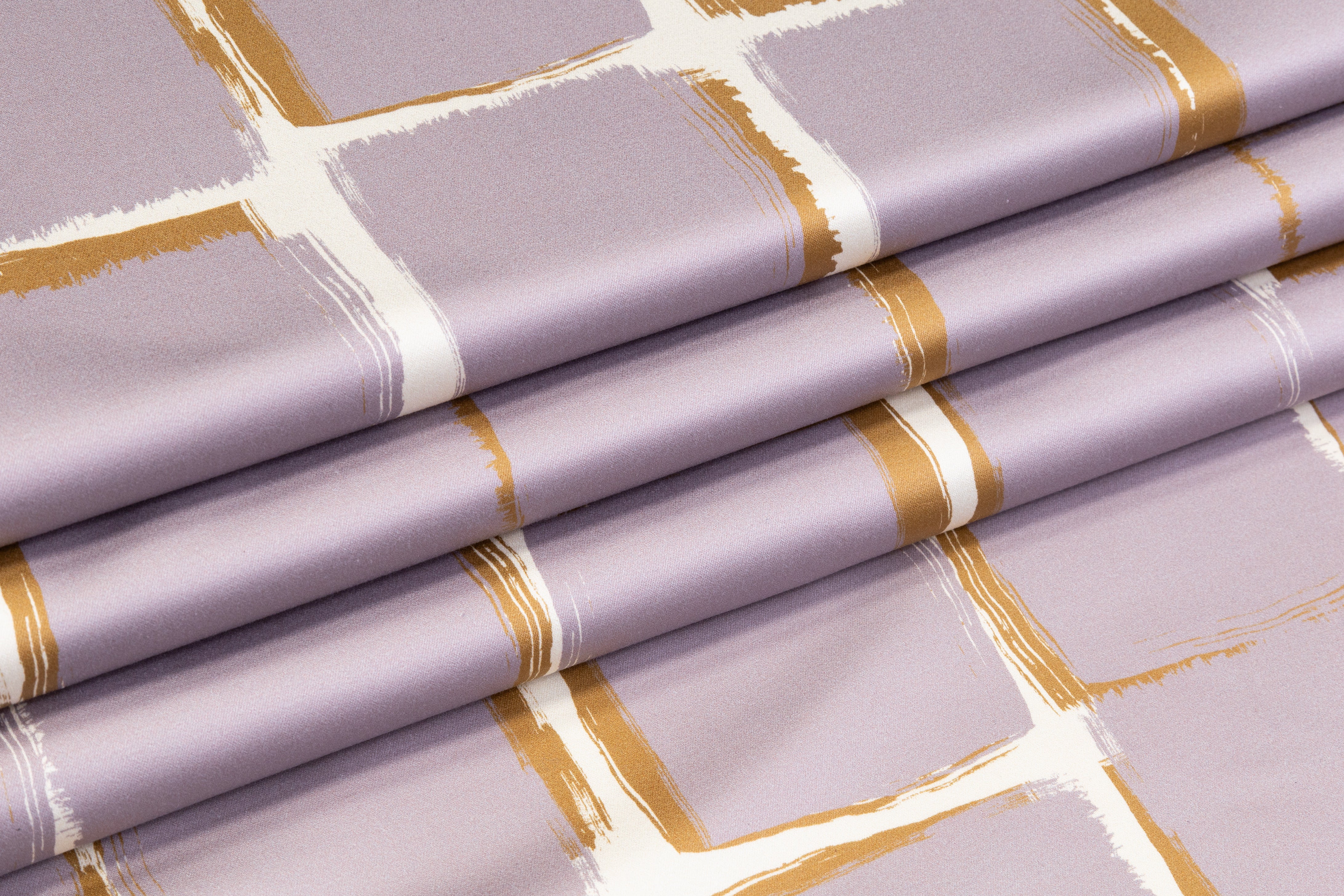Geometric Italian Cotton Duchess Satin - Lilac / Ivory / Gold